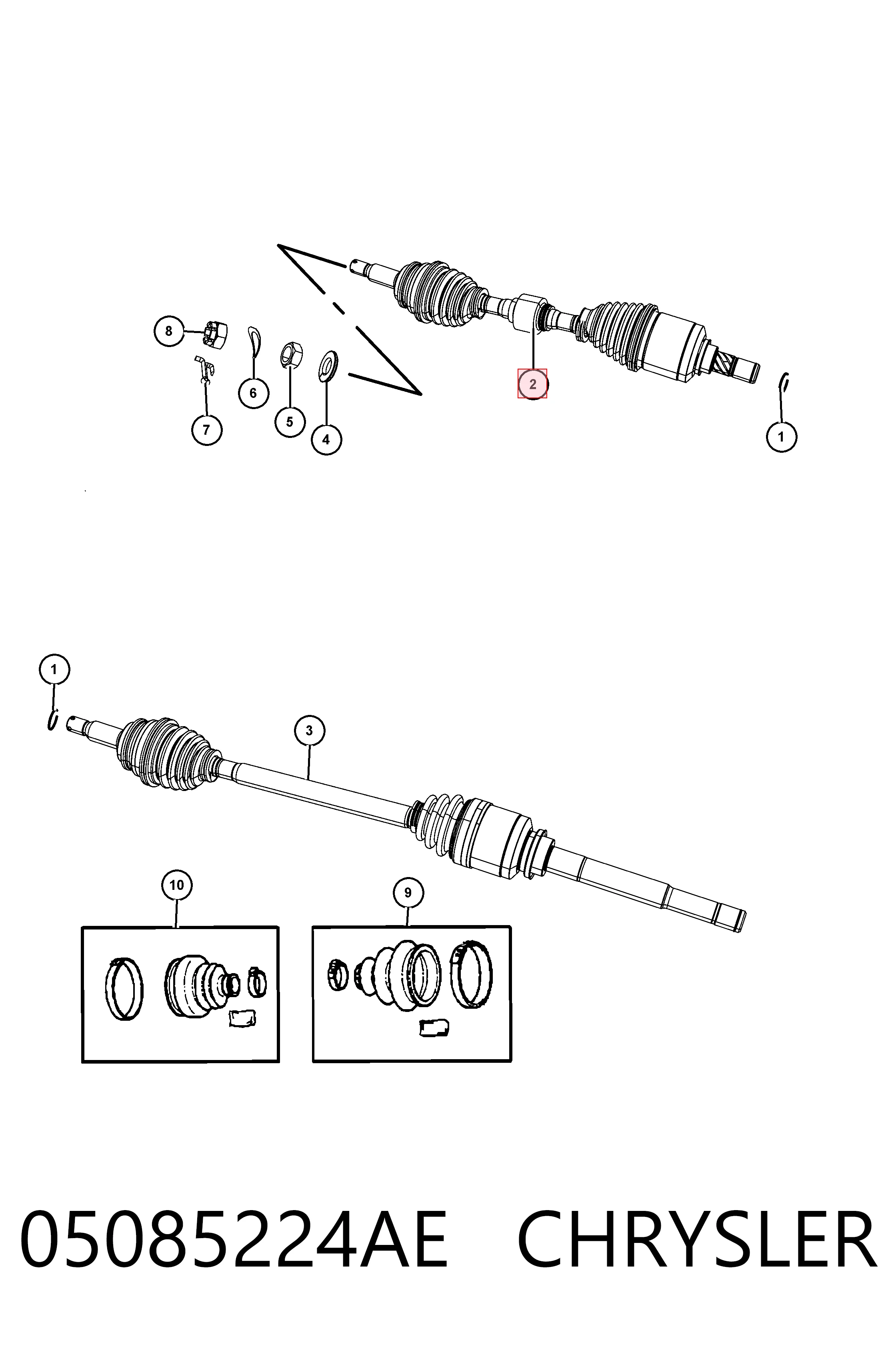 Левая полуось Fiat/Alfa/Lancia K05085224AD