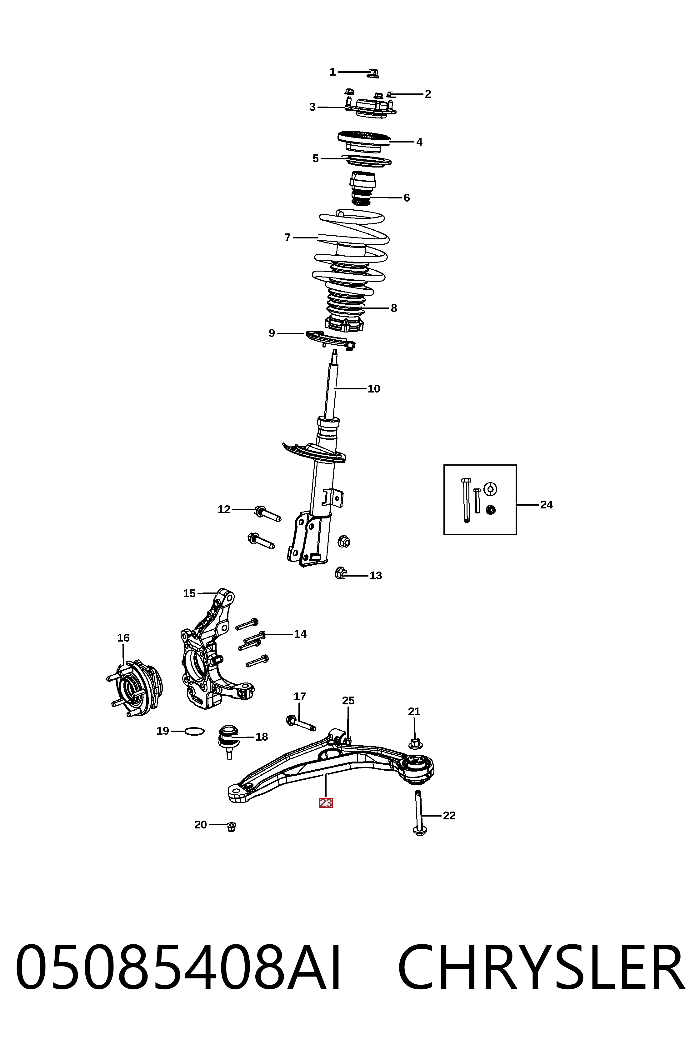 K05085408AB Fiat/Alfa/Lancia Рычаг передней подвески нижний, правый