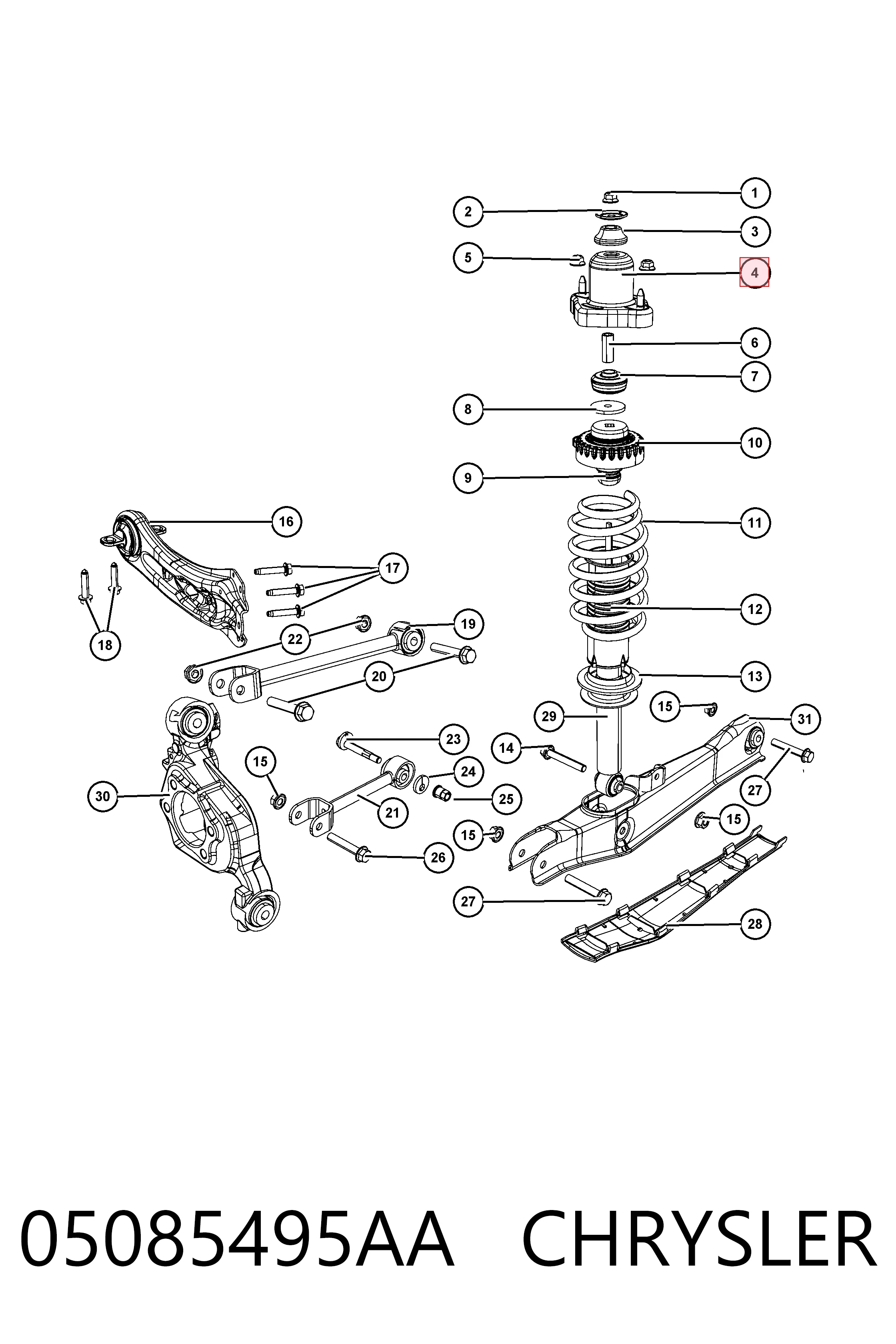 Опора стойки амортизатора заднего Fiat/Alfa/Lancia K05085495AA