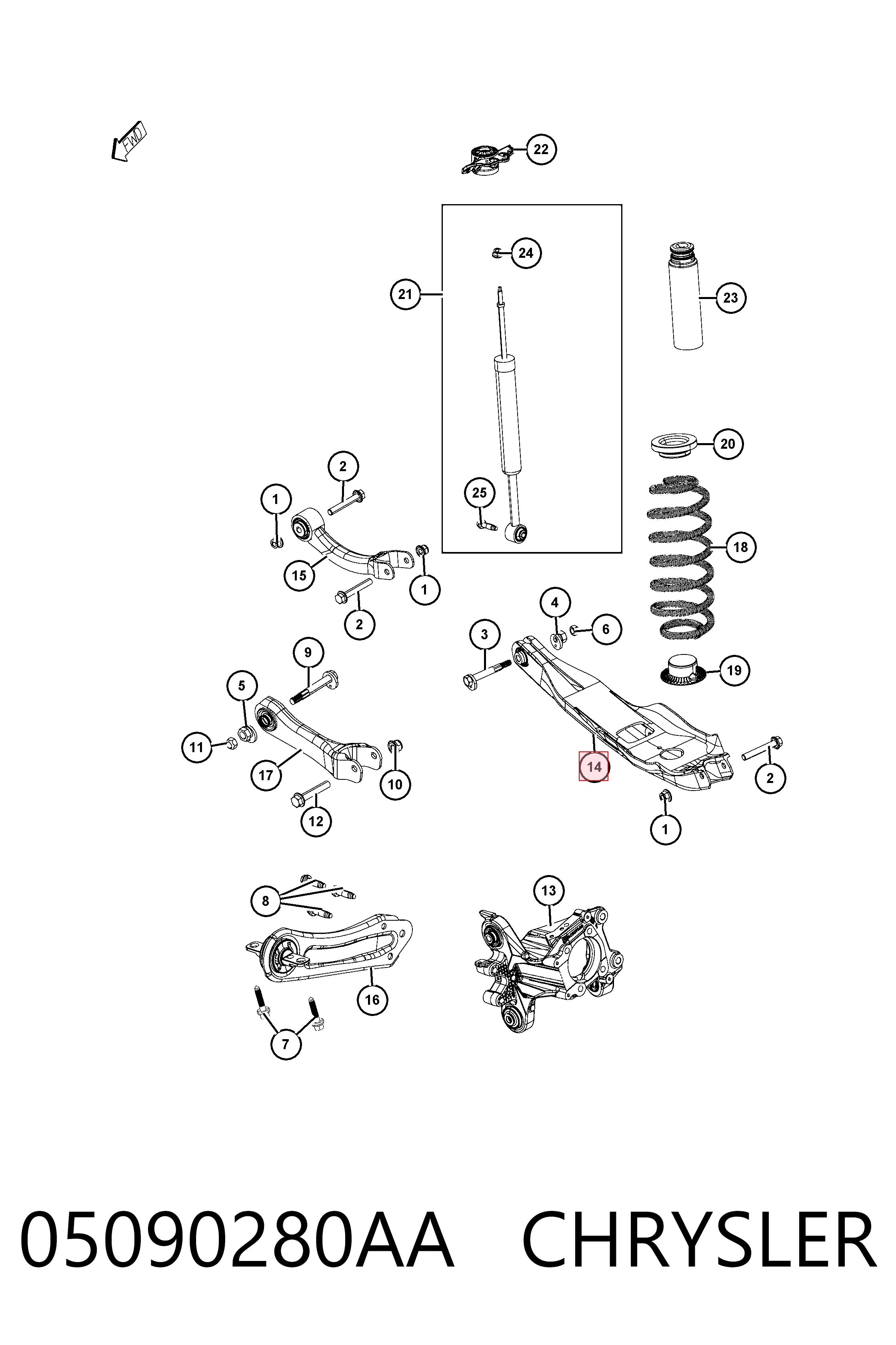 K05090041AF Fiat/Alfa/Lancia Рычаг задней подвески нижний, левый/правый