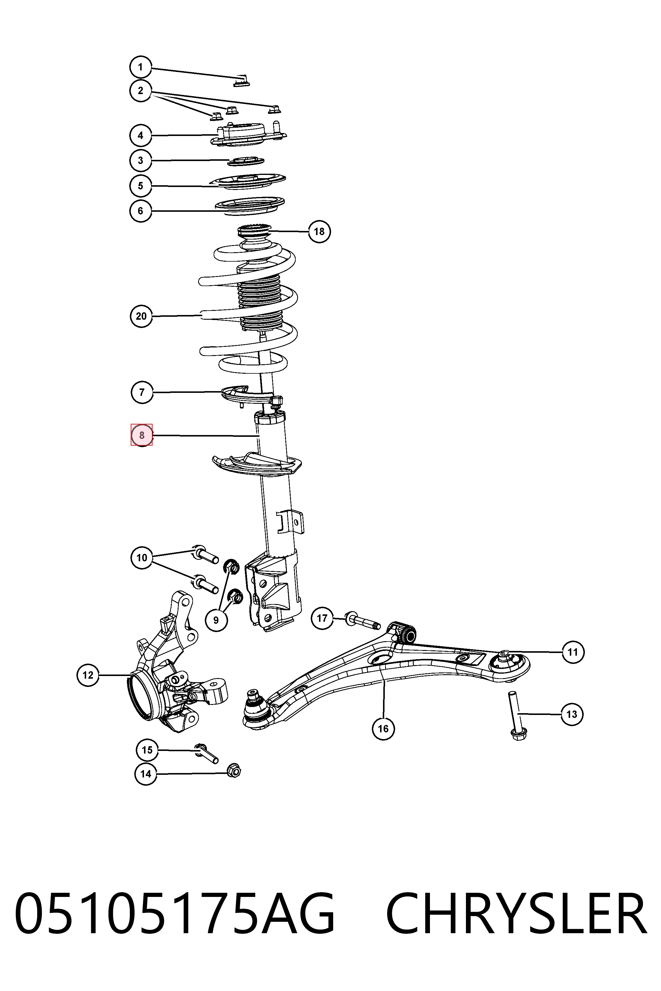 K05105175AG Fiat/Alfa/Lancia Амортизатор передний левый