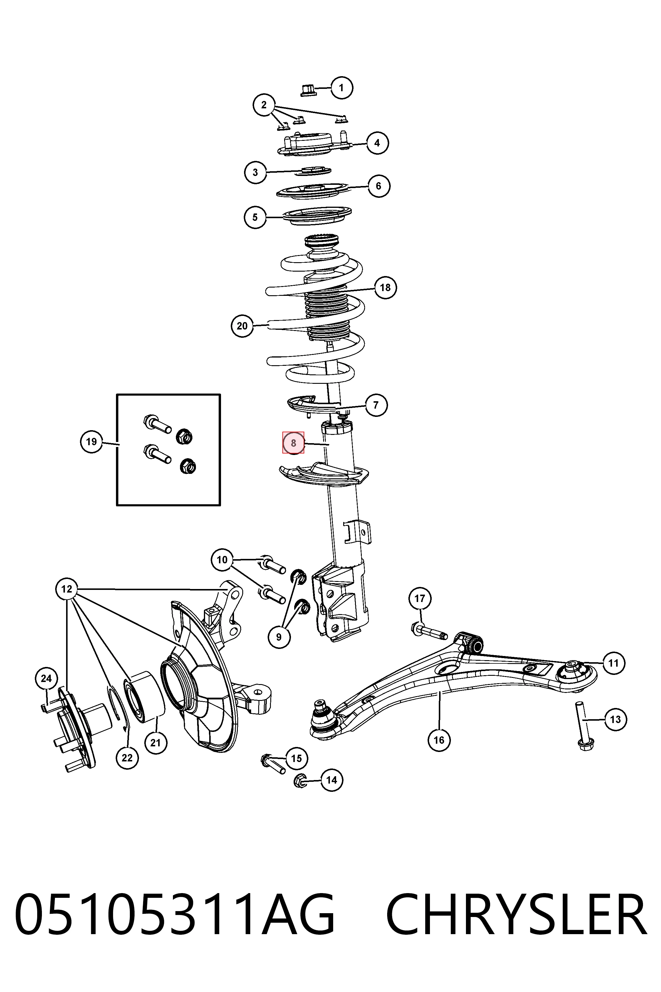 K05105311AG Fiat/Alfa/Lancia Амортизатор передний левый