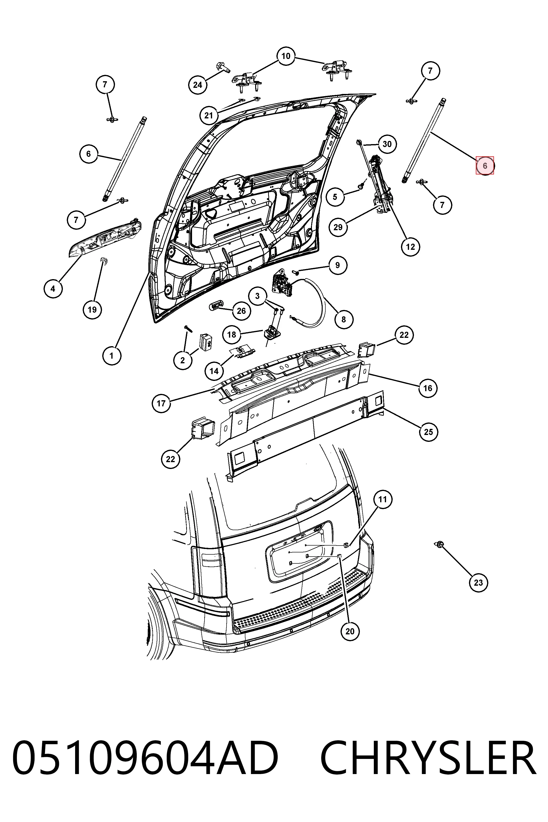 05109604AD Chrysler Амортизатор крышки багажника