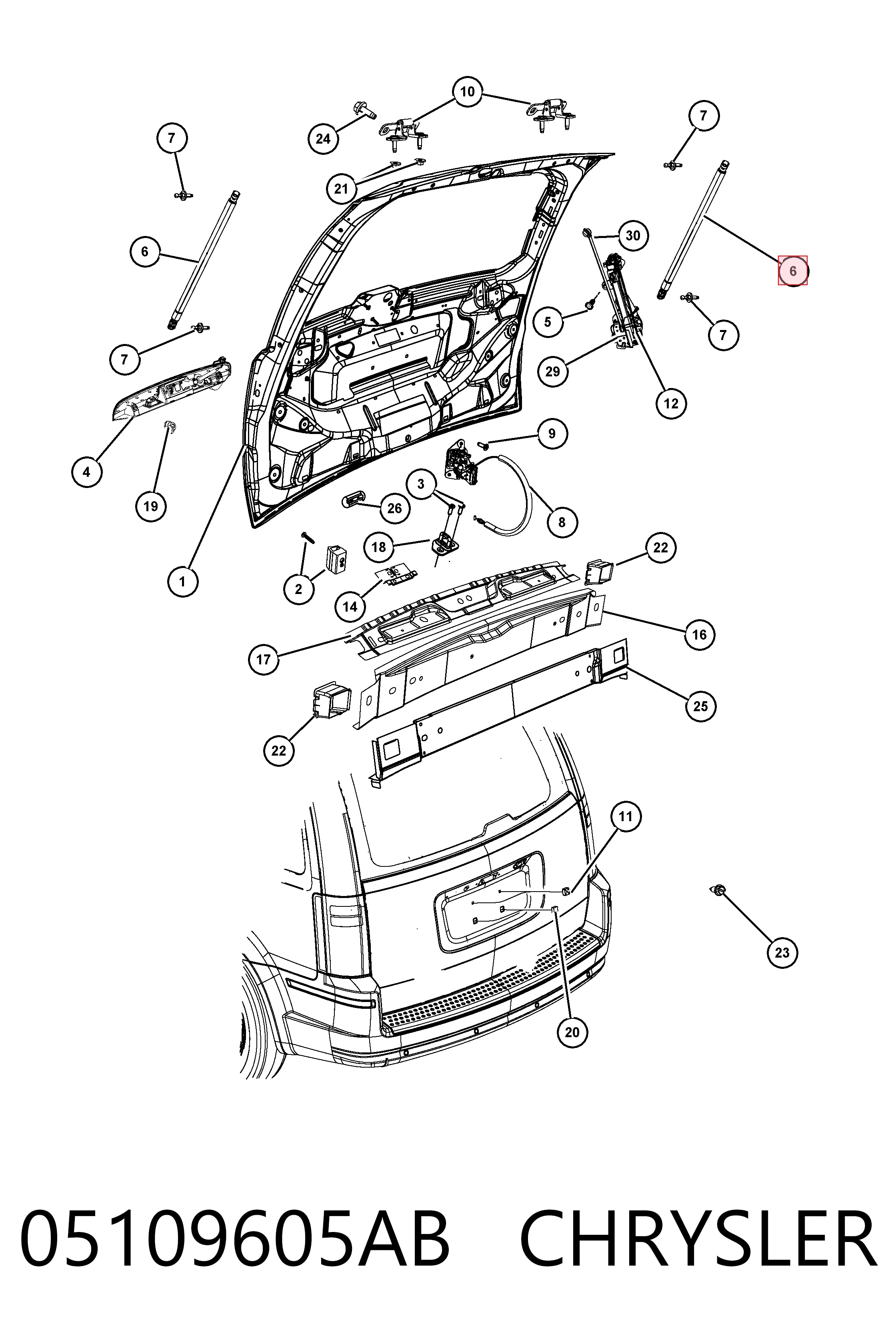05109605AB Chrysler Амортизатор крышки багажника