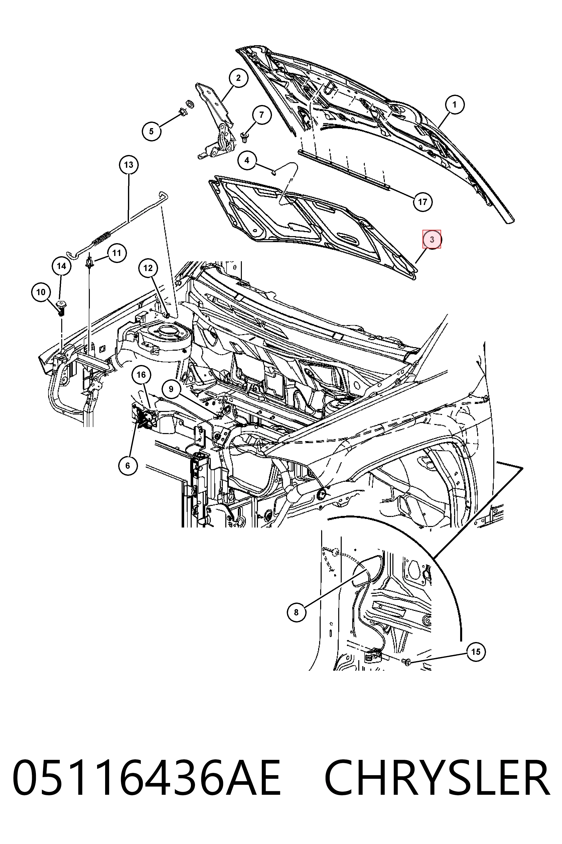 K05116436AD Fiat/Alfa/Lancia Шумка капота