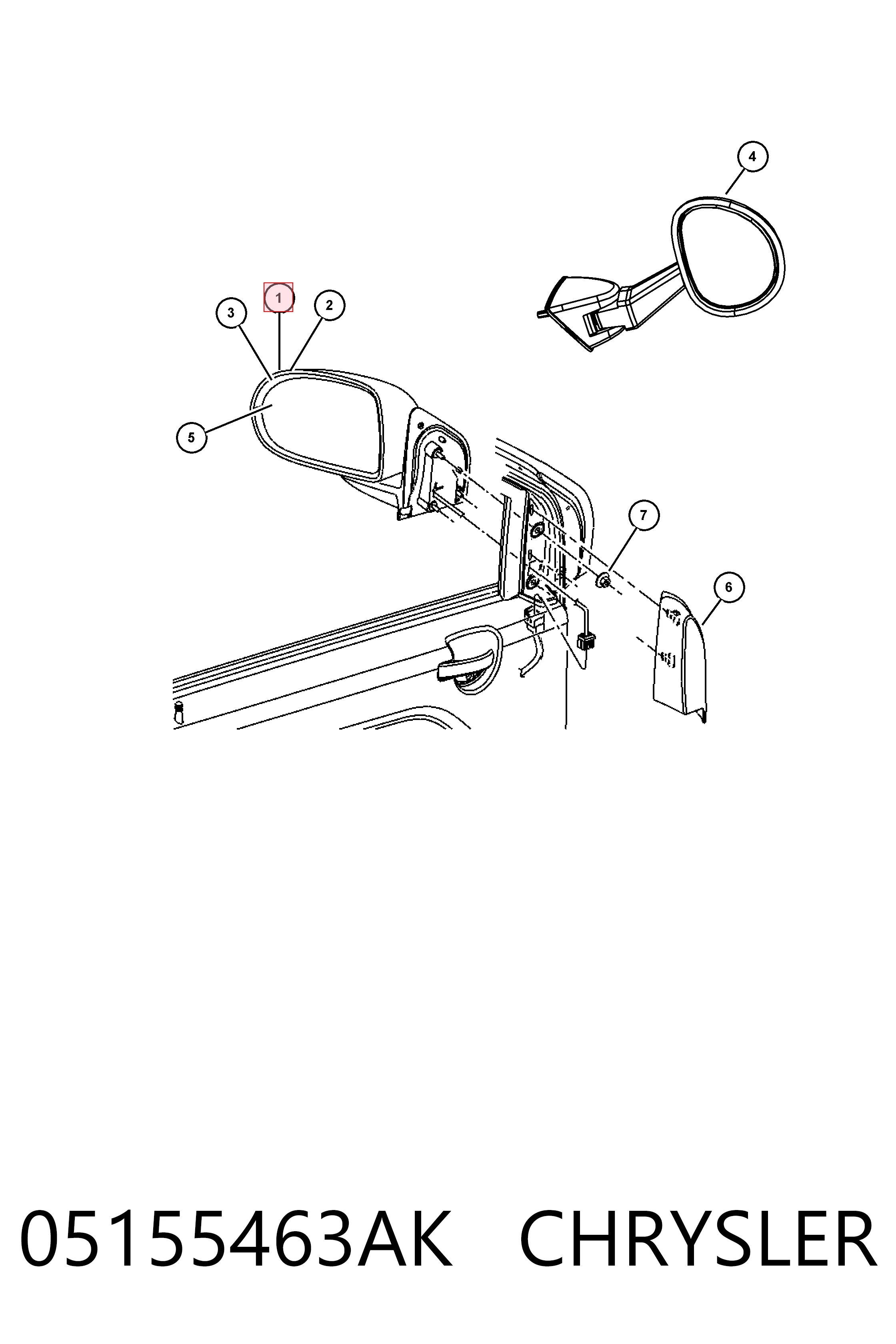 Купить K05155463AK Fiat/Alfa/Lancia Наружное зеркало левое