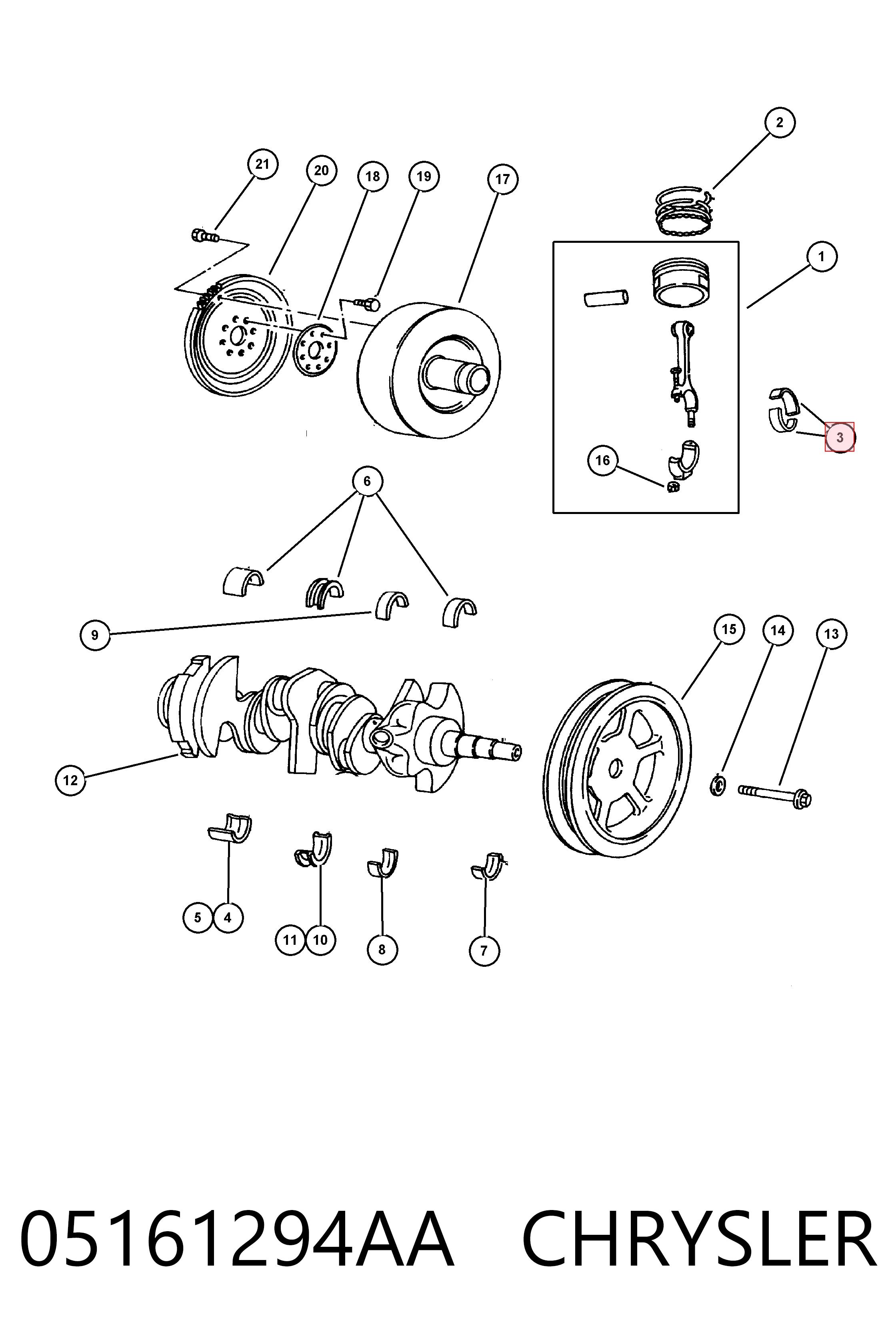 Комплект подшипников скольжения на Chrysler Voyager II GS 
