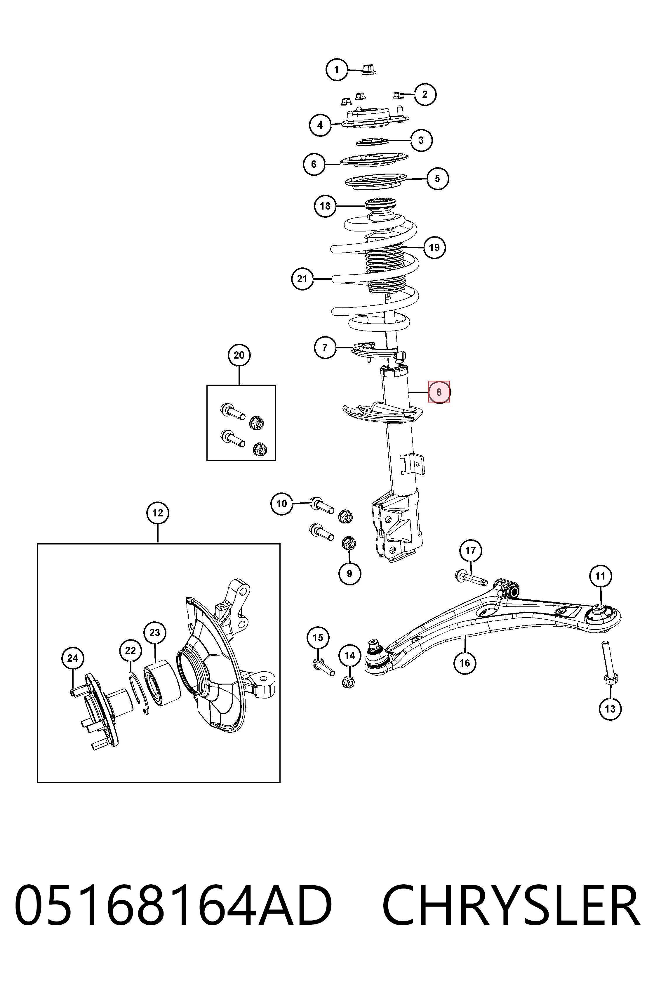 K05168218AD Fiat/Alfa/Lancia Амортизатор передней подвески правый