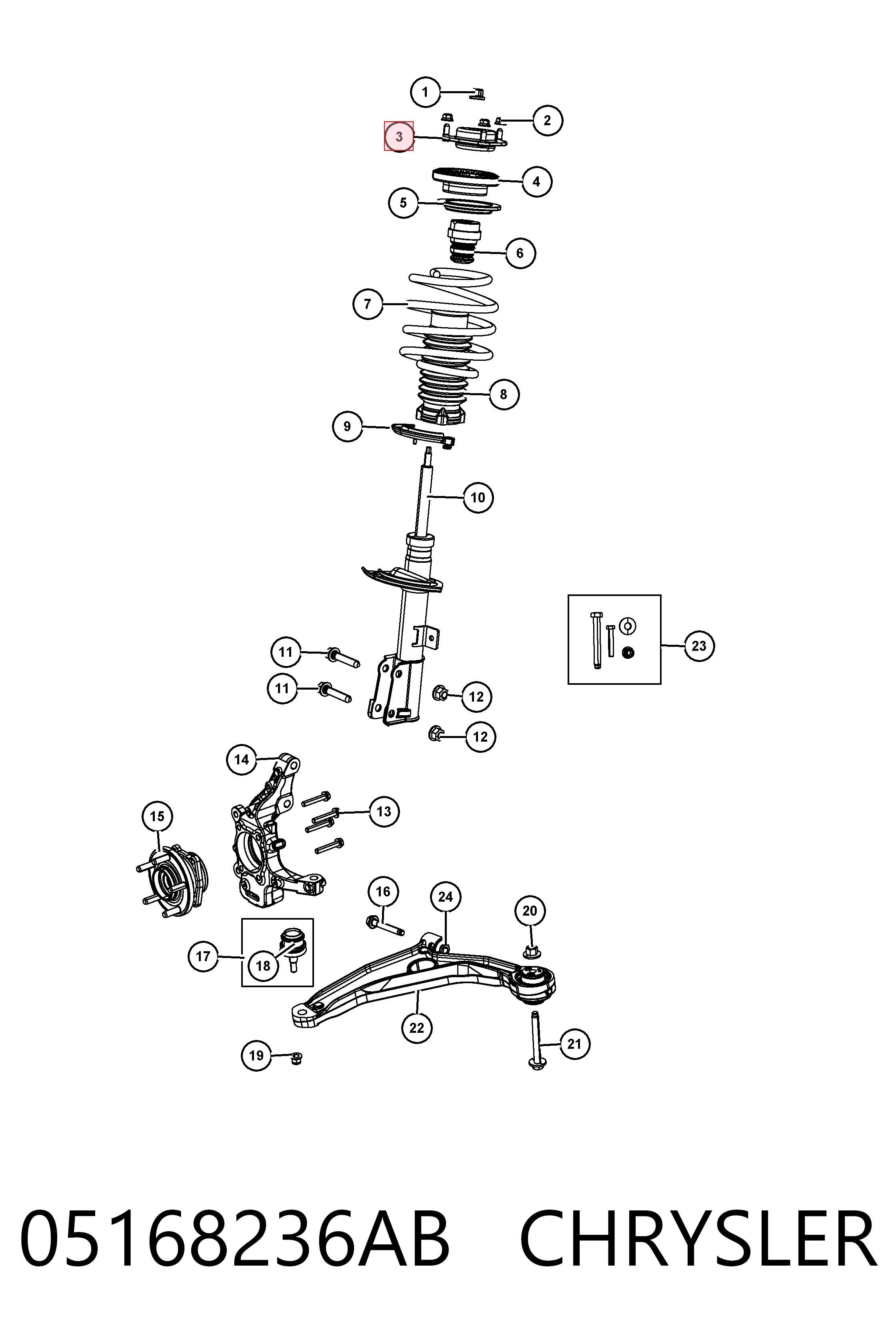 K05168236AB Fiat/Alfa/Lancia Подушка амортизатора переднего