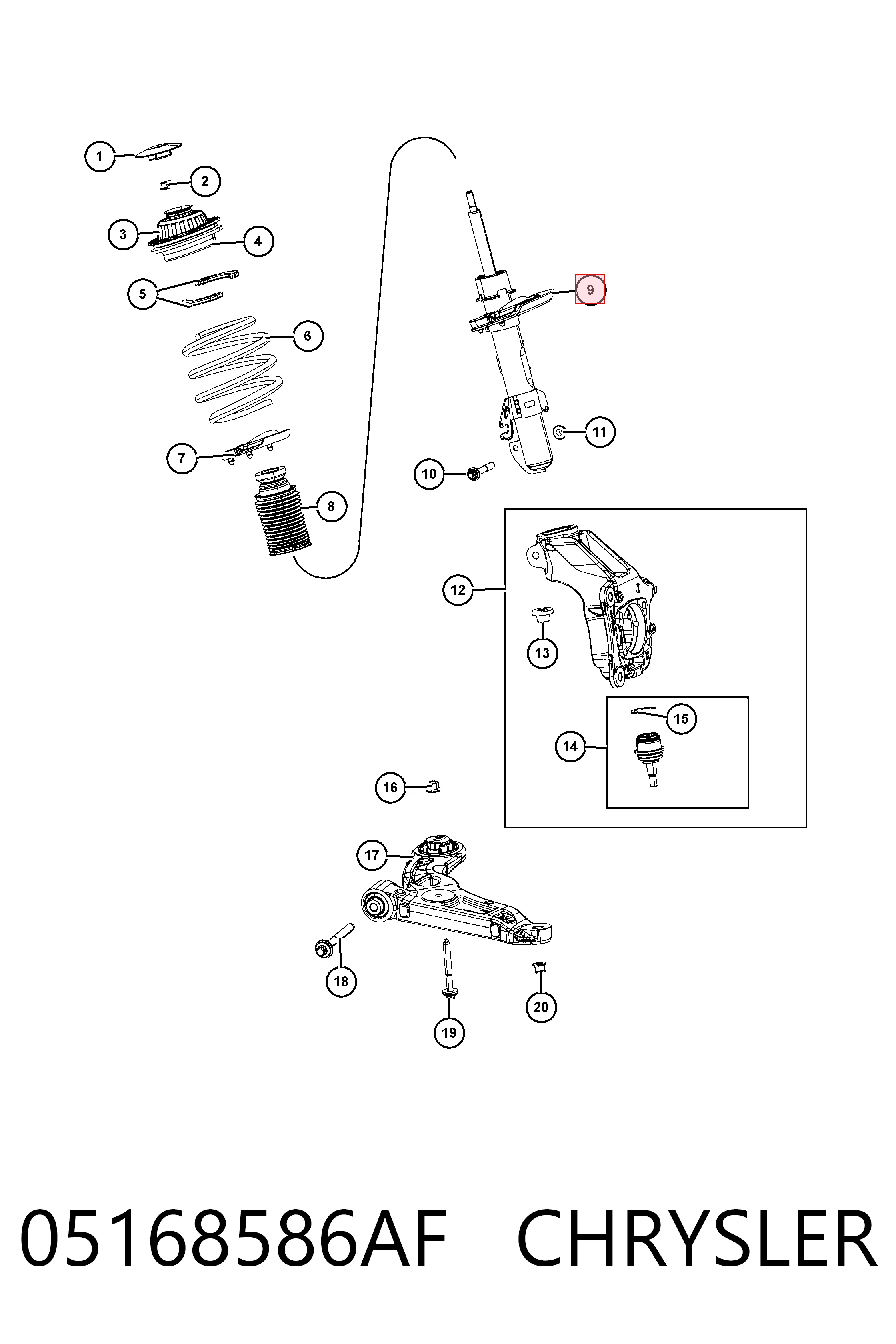Амортизатор передний правый K05168588AF Fiat/Alfa/Lancia