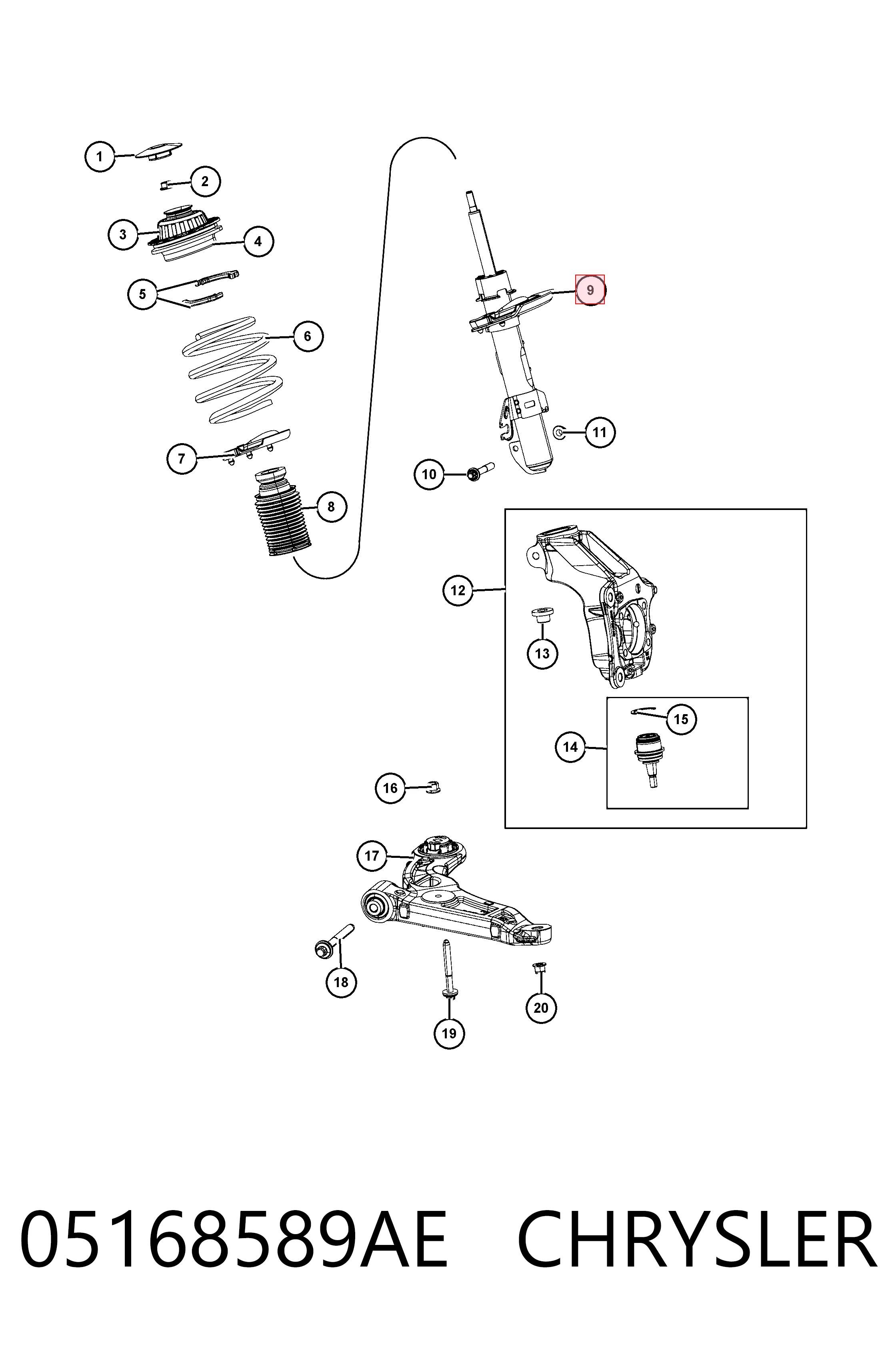 Купить K68373959AC Fiat/Alfa/Lancia Амортизатор подвески передний левый