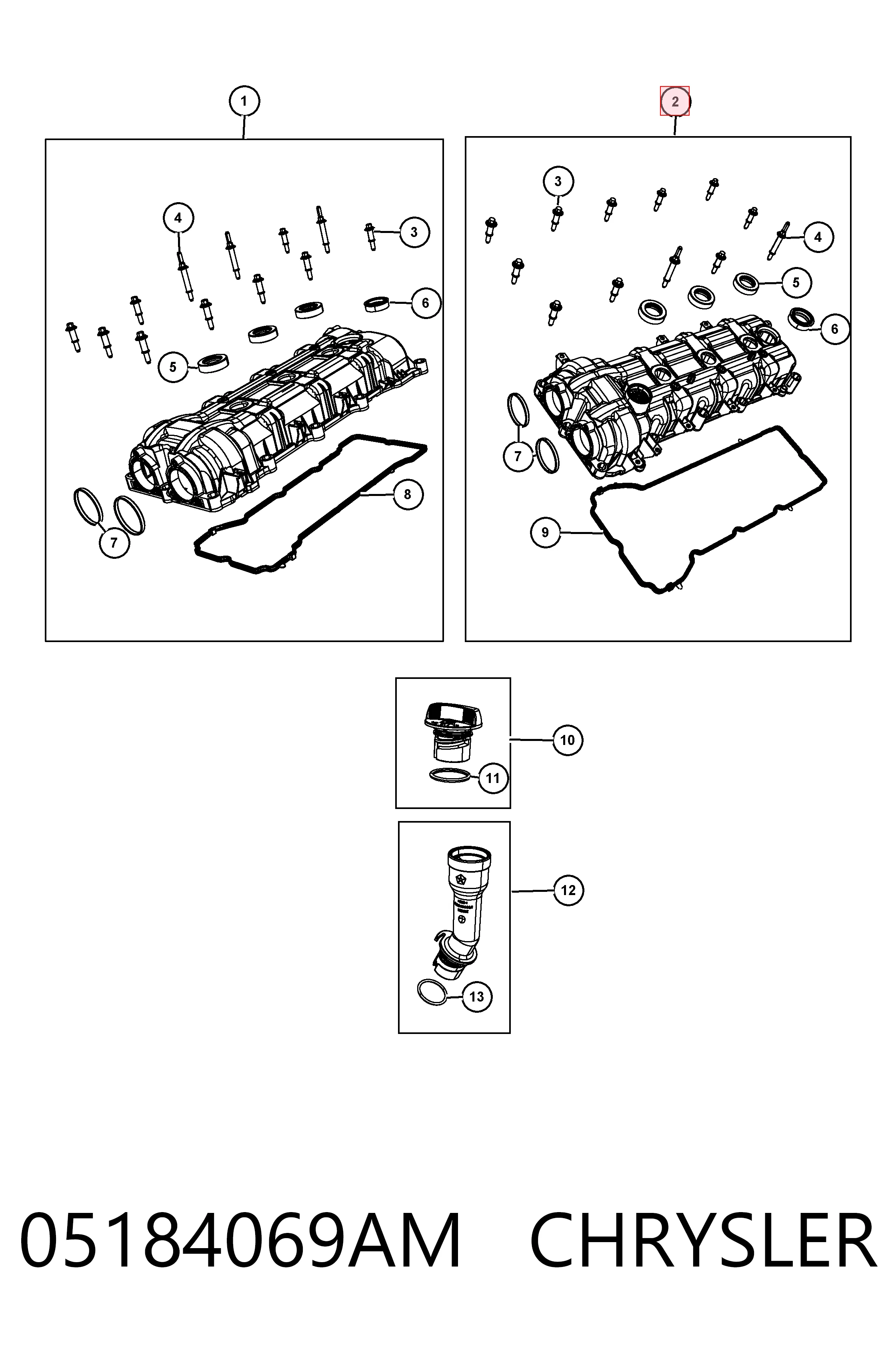 Крышка клапанная, левая Fiat/Alfa/Lancia K05184069AI