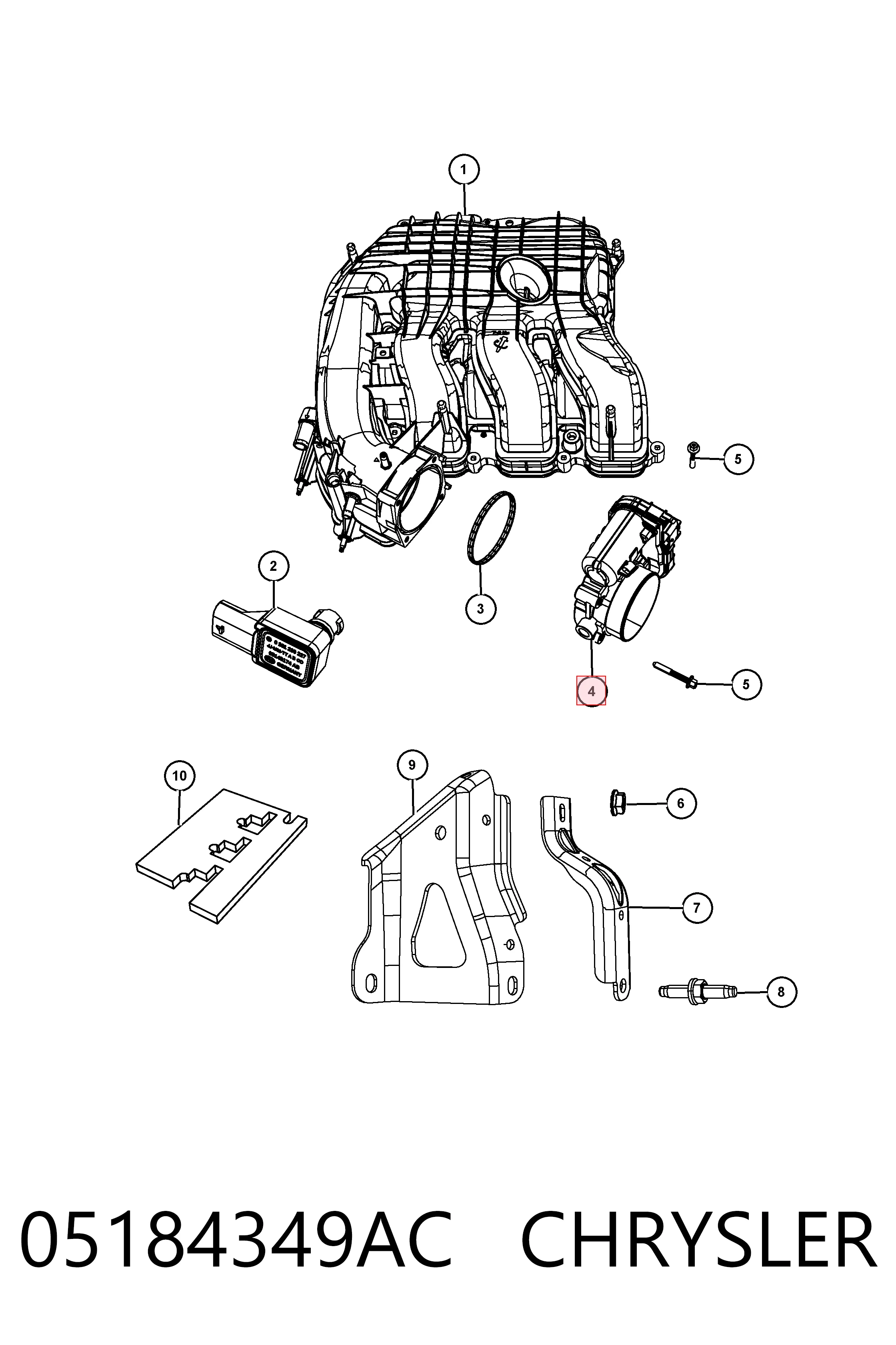 Купить K05184349AF Fiat/Alfa/Lancia Блок дроссельной заслонки