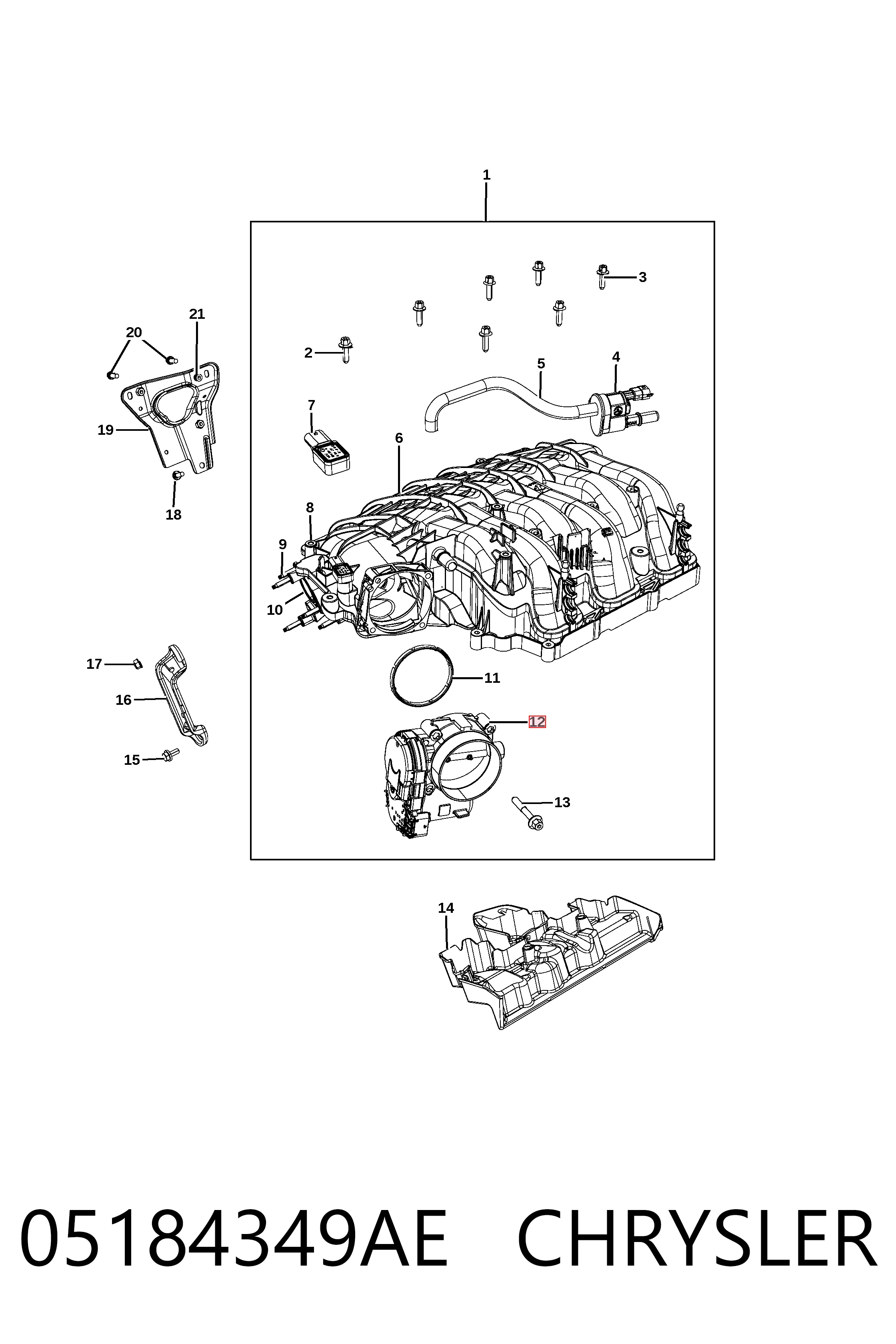 Дроссельная заслонка в сборе Fiat/Alfa/Lancia K05184349AF цена, от 19.00 USD
