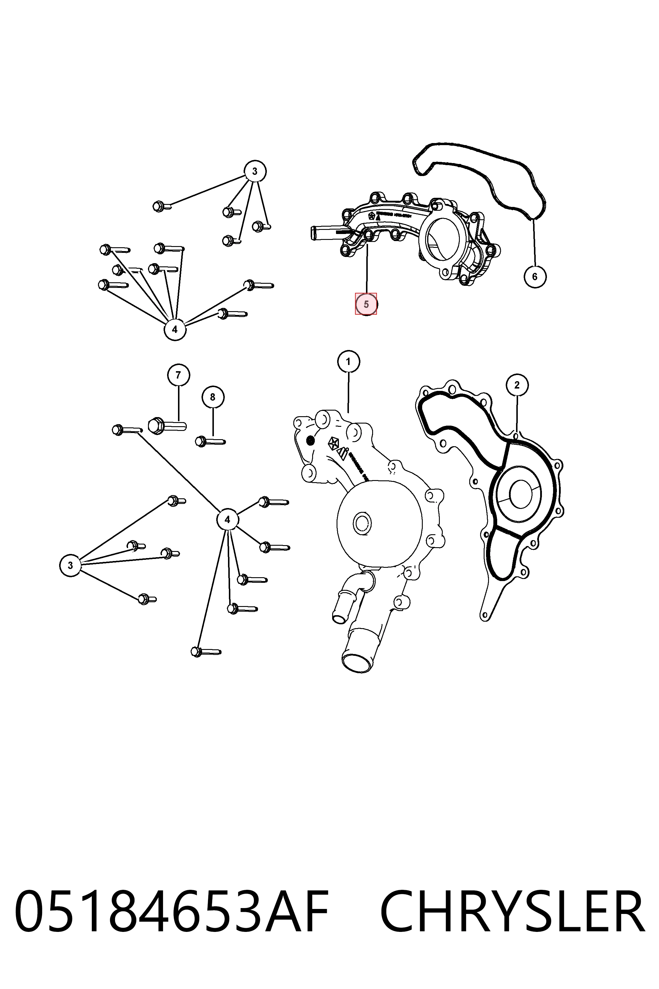 05184653AF Chrysler Корпус термостата в сборе