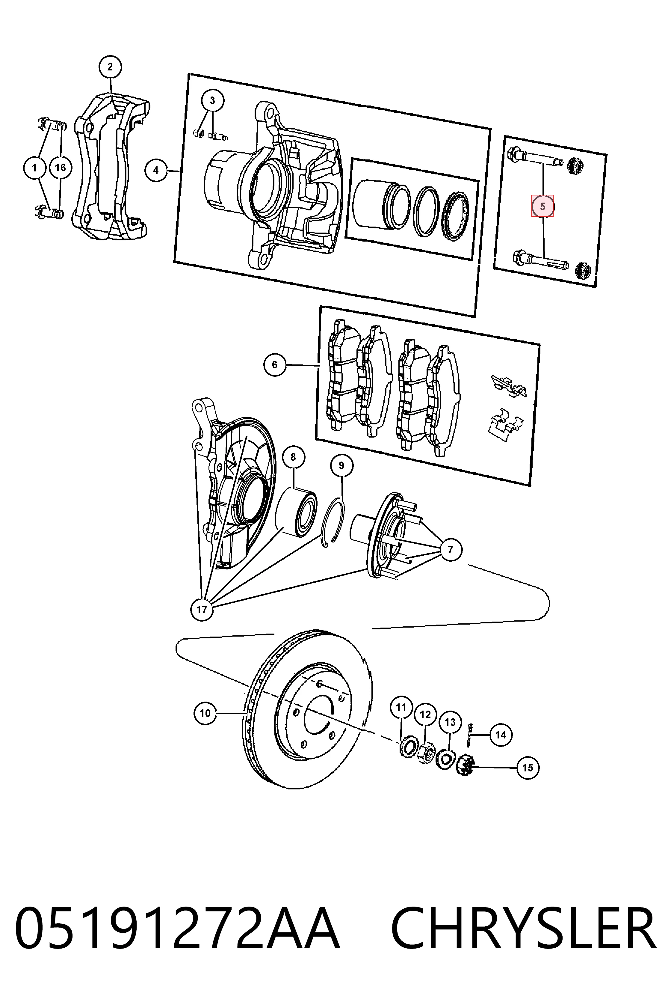 K05191272AA Fiat/Alfa/Lancia Направляющая тормозного суппорта