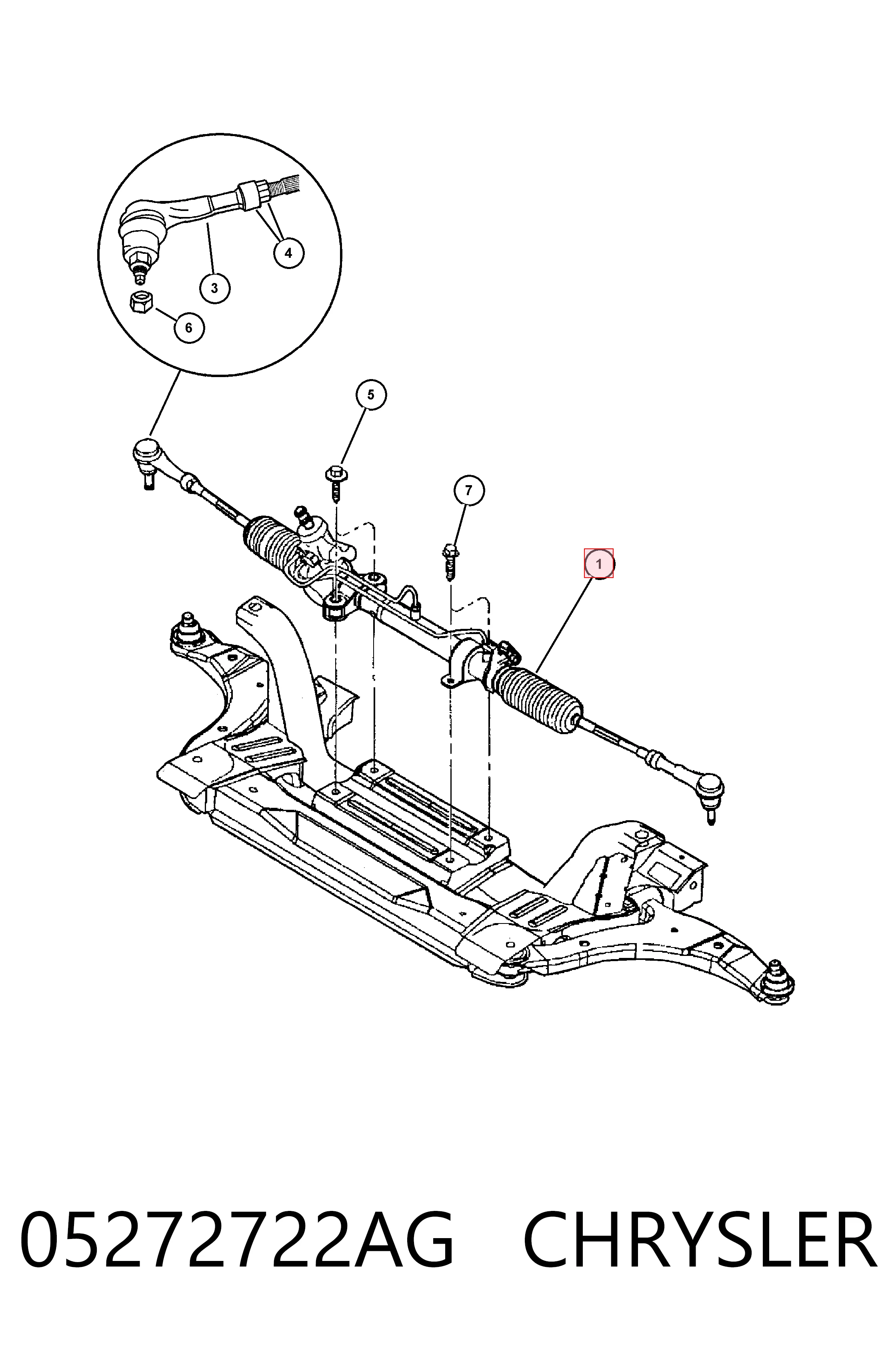 Рейка рулевая CHRYSLER 05272722AG