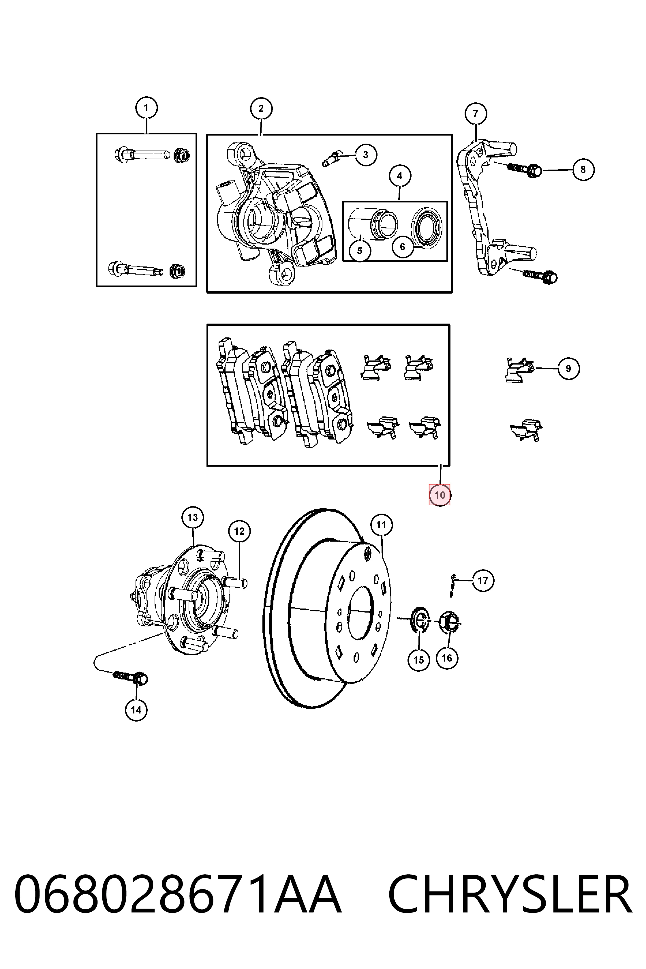 068028671AA Chrysler Колодки тормозные дисковые комплект