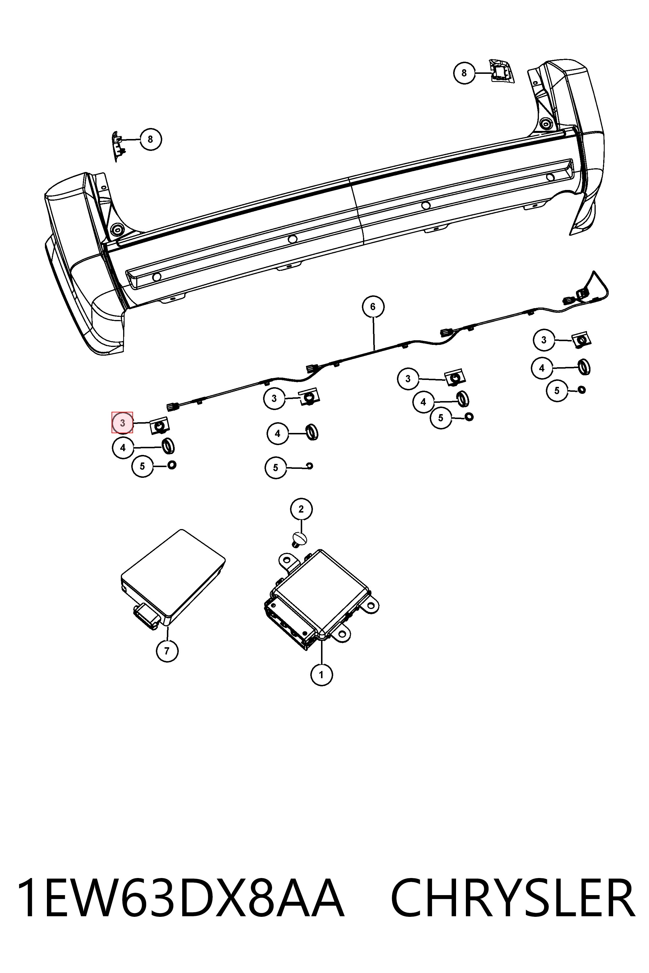 1EW63DX8AA Chrysler Передние парктроники