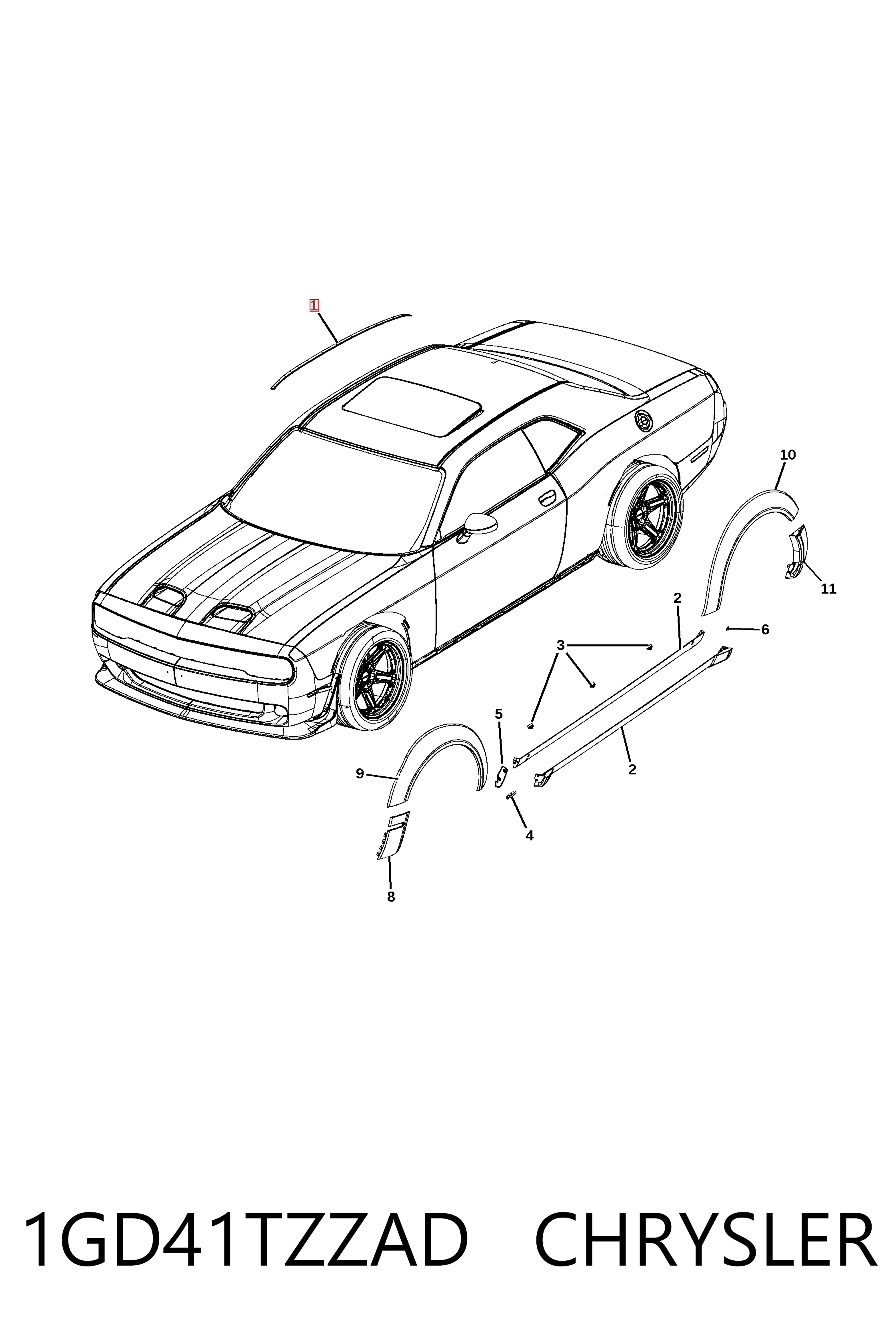 Купить K1GD41GW7AD Fiat/Alfa/Lancia Молдинг крыши левый