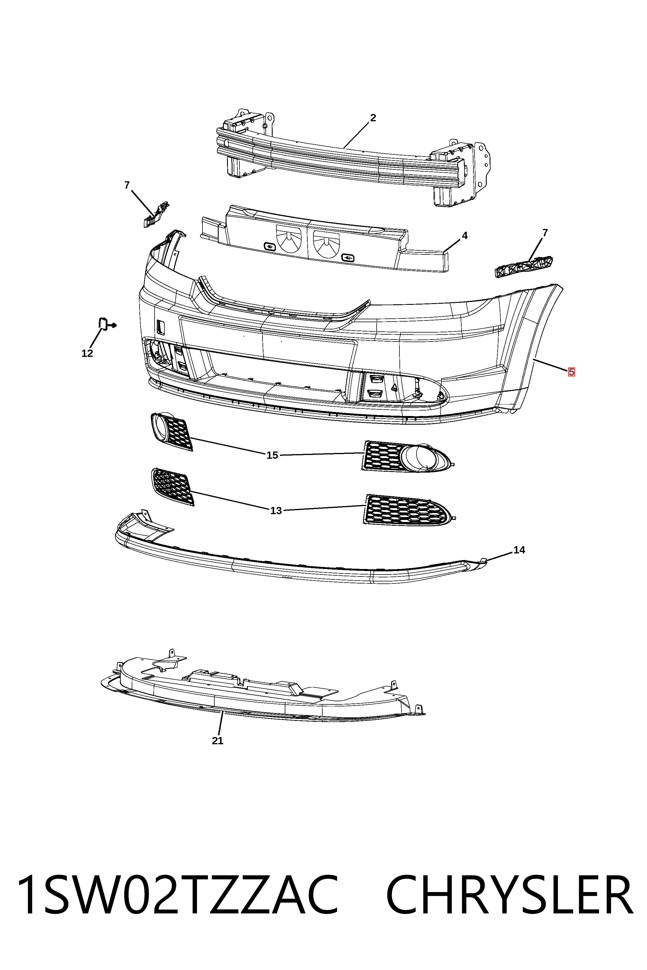 K1SW02WS2AC Fiat/Alfa/Lancia Бампер передний, верхняя часть