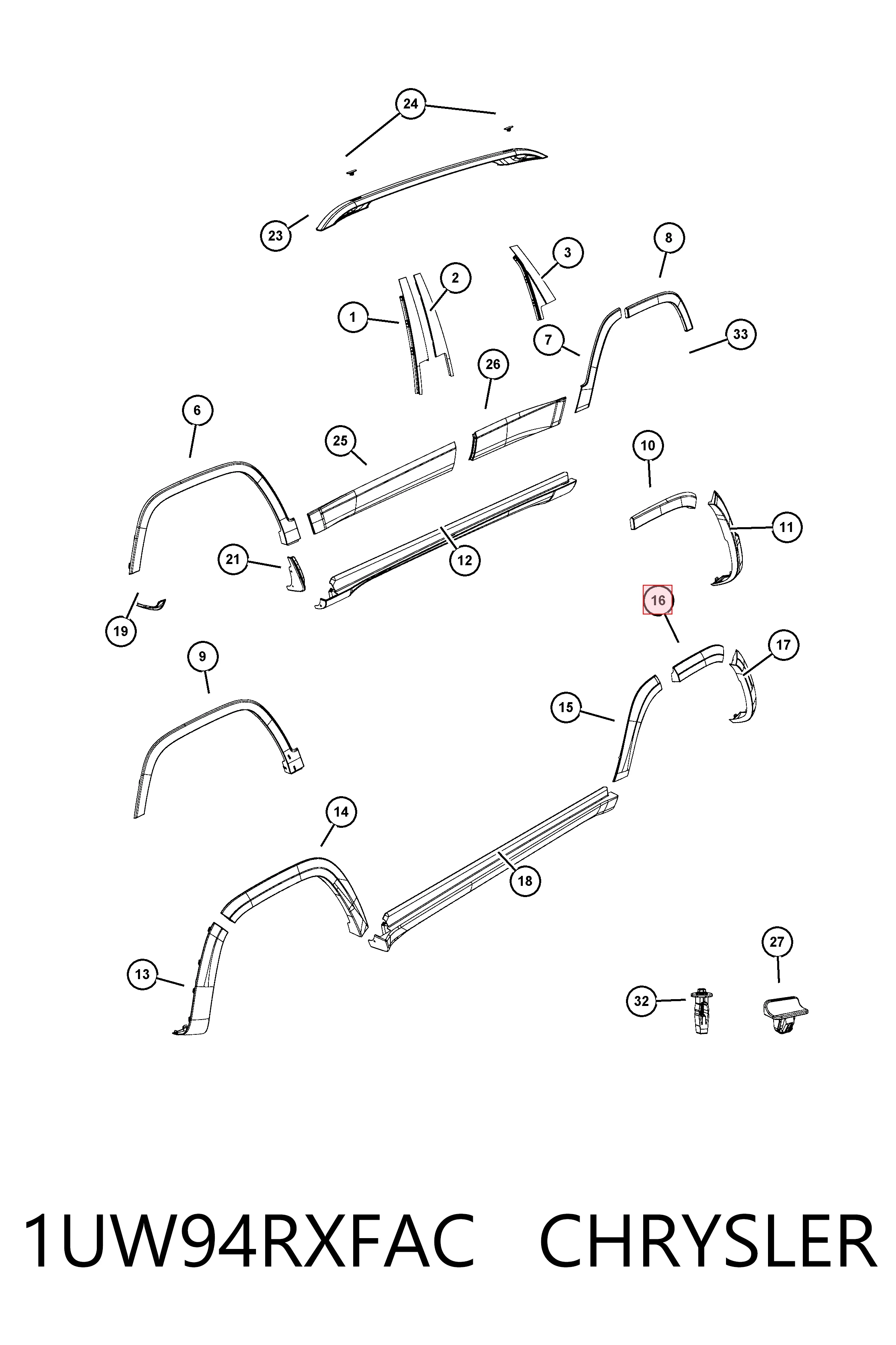 K1UW94RXFAD Fiat/Alfa/Lancia Молдинг заднего правого крыла