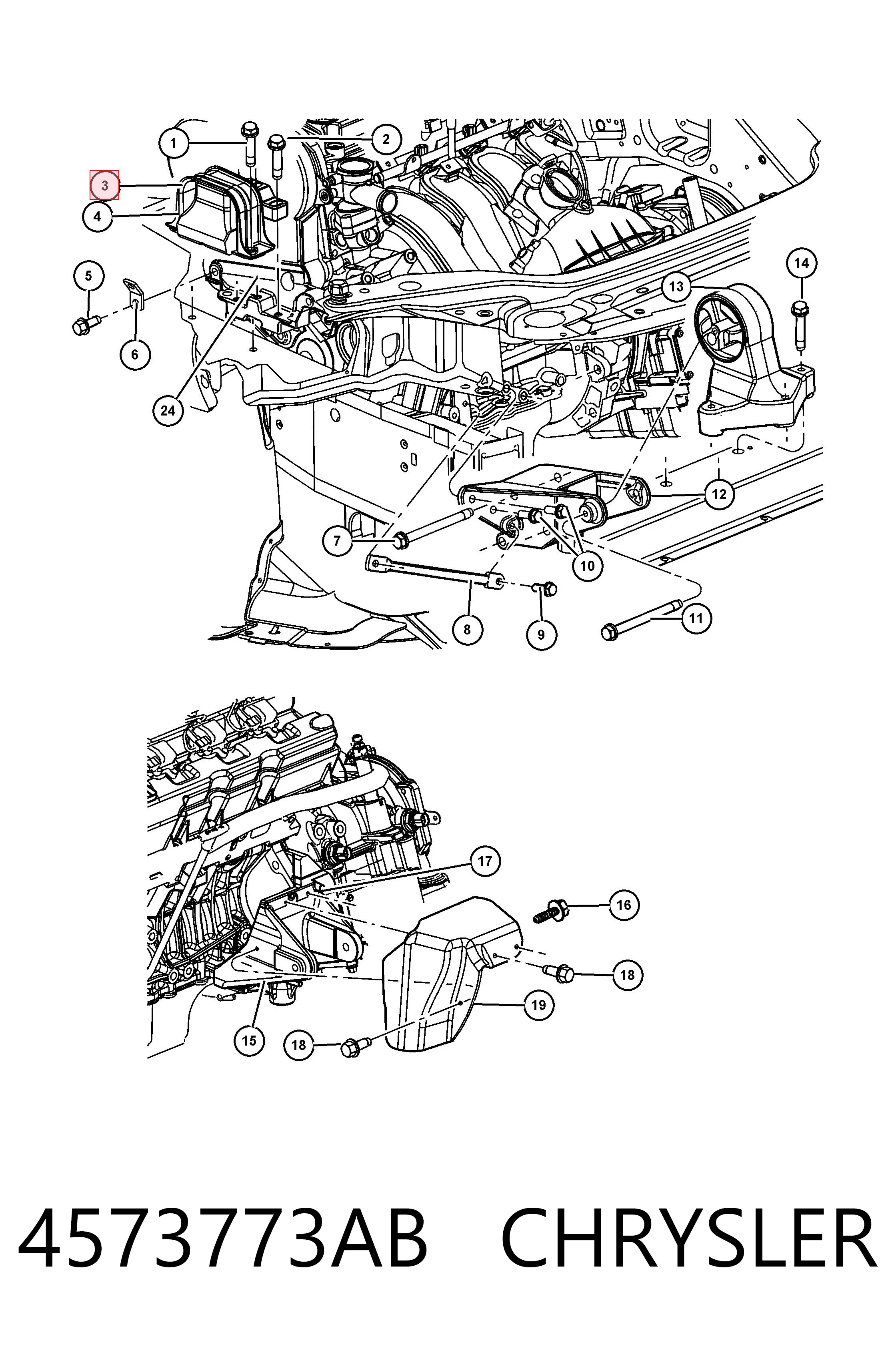 4573773AB Chrysler Правая подушка двигателя