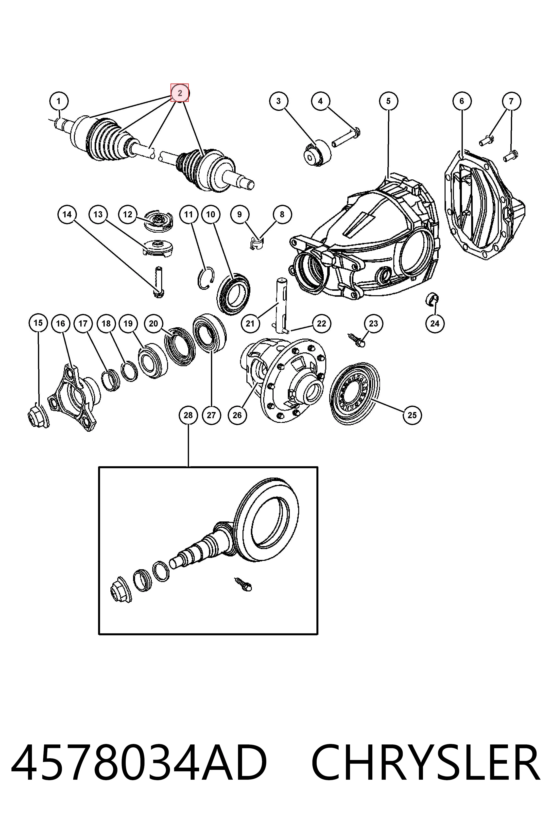 4578034AD Chrysler Полуось задняя правая