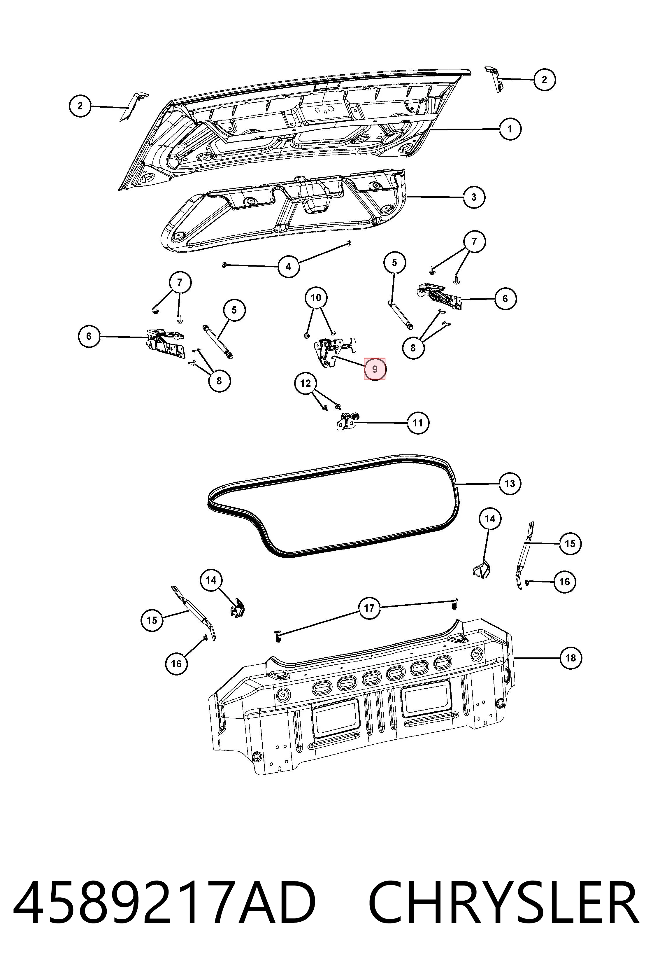 Замок багажника K04589217AC Fiat/Alfa/Lancia