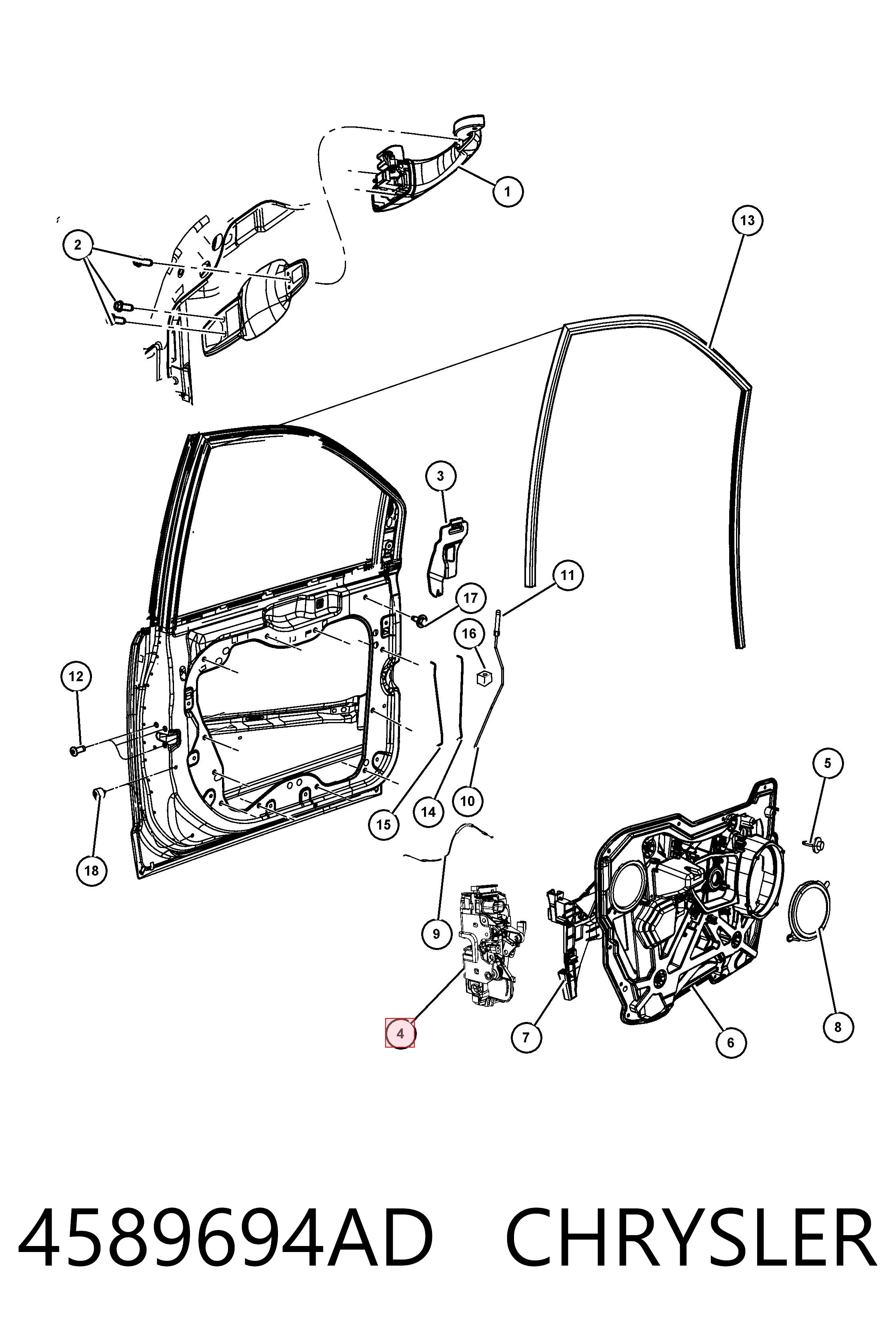 Купить K04589694AA Fiat/Alfa/Lancia Замок передней правой двери