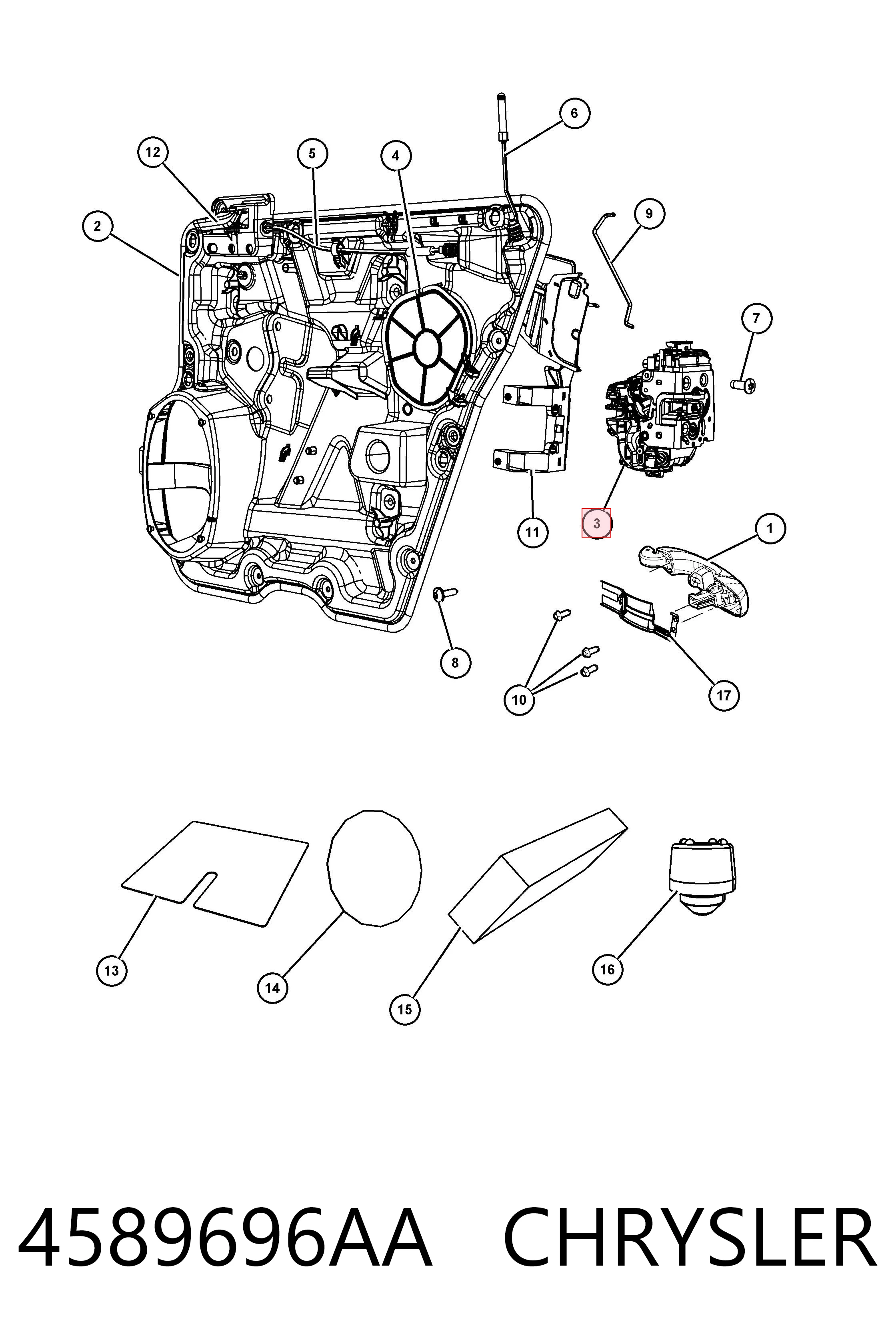 K04589696AA Fiat/Alfa/Lancia Замок двери задней правой