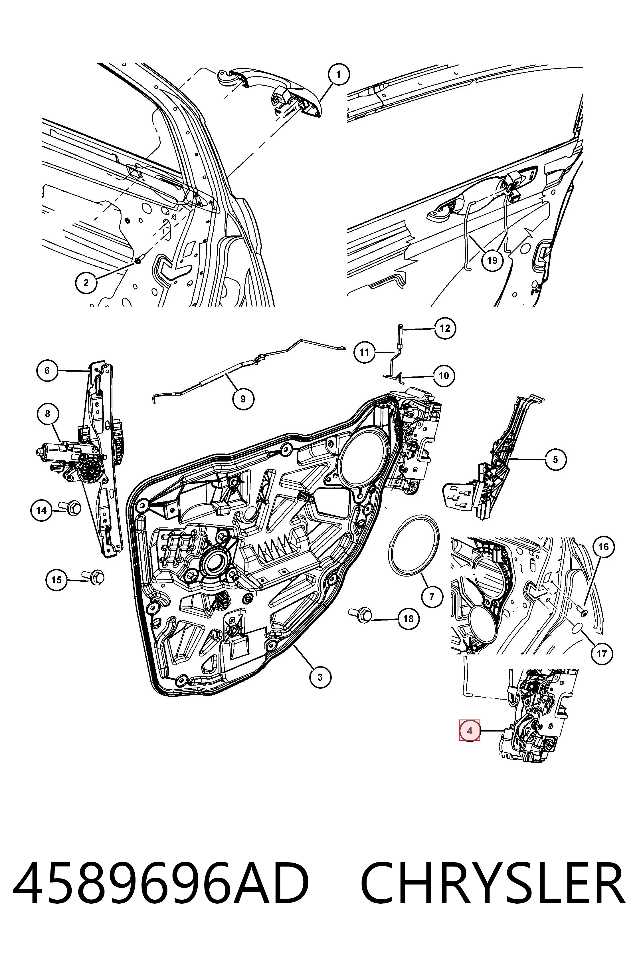 4589696AD Chrysler Замок двери задней правой