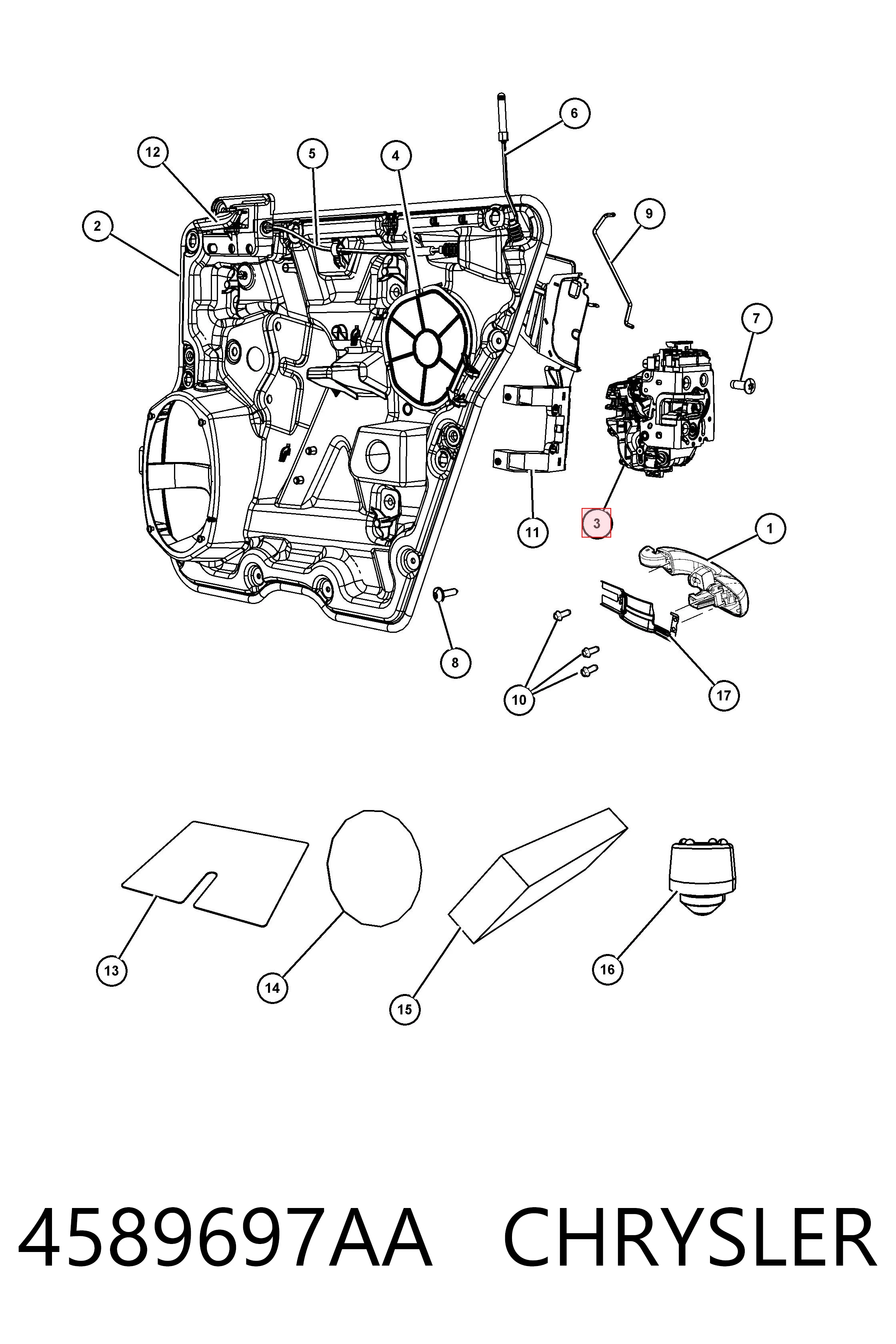 4589697AA Chrysler Замок двери задней левой