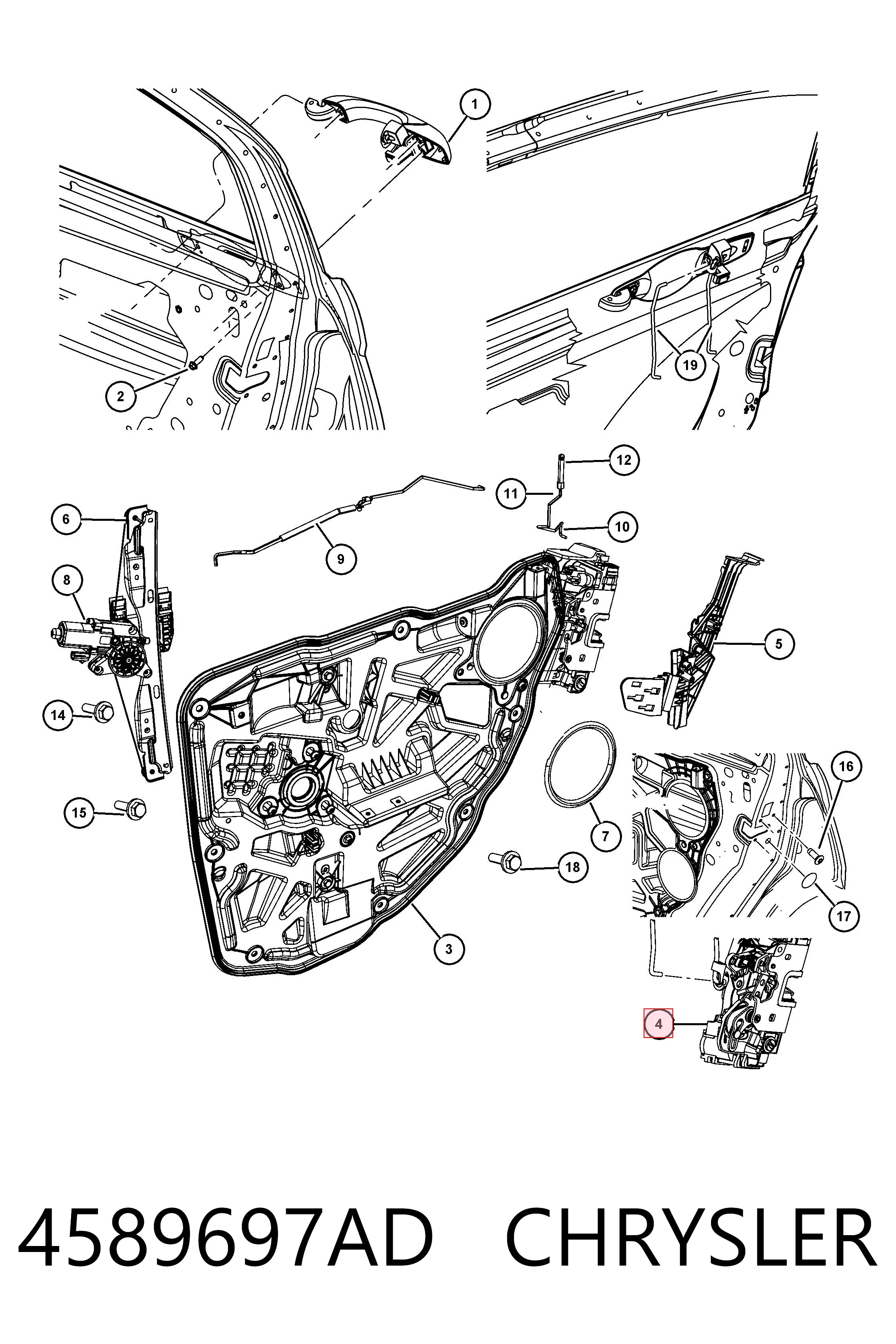 4589697AD Chrysler Замок двери задней левой