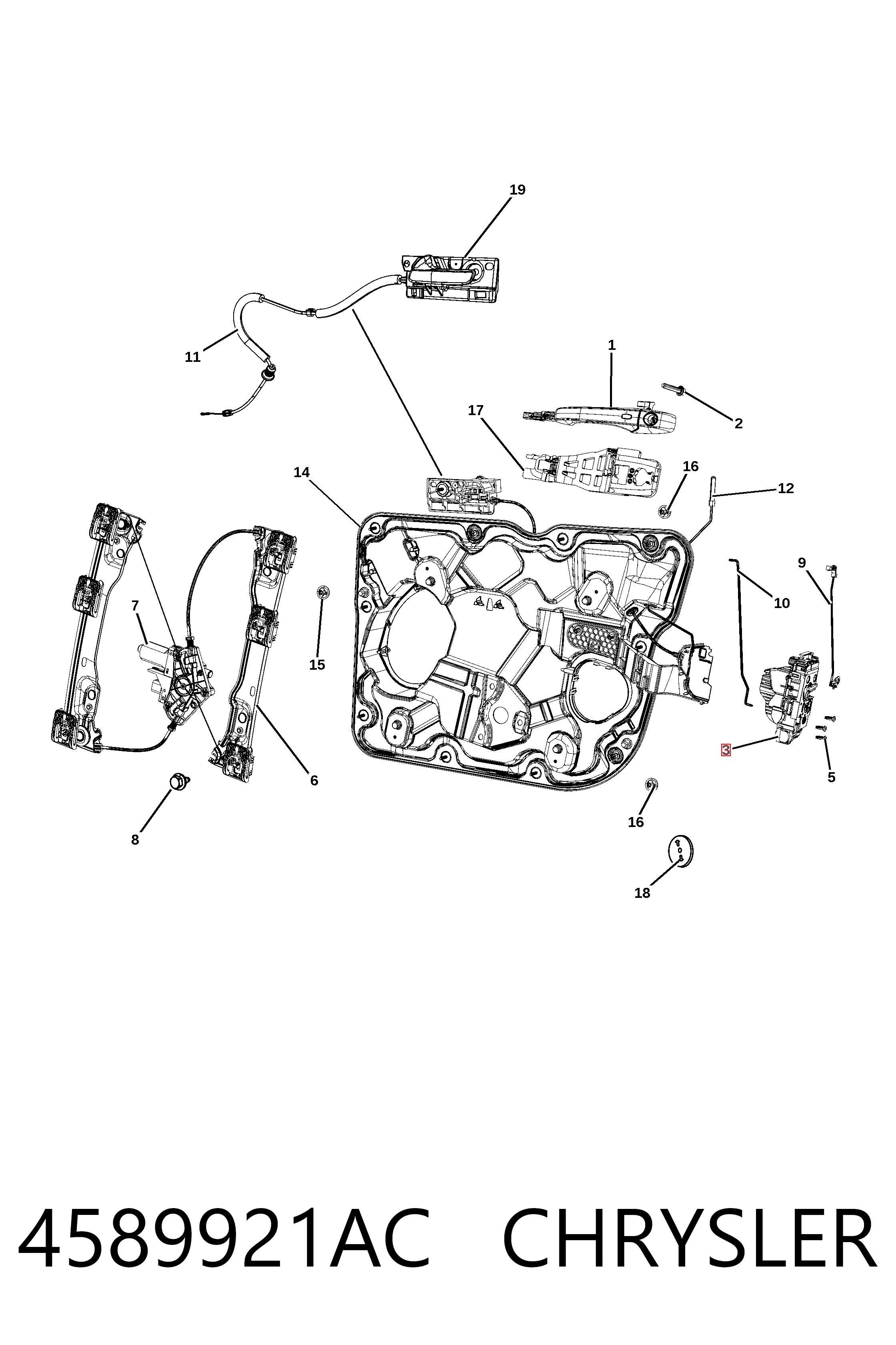 Замок водительской двери K04589921AF Fiat/Alfa/Lancia