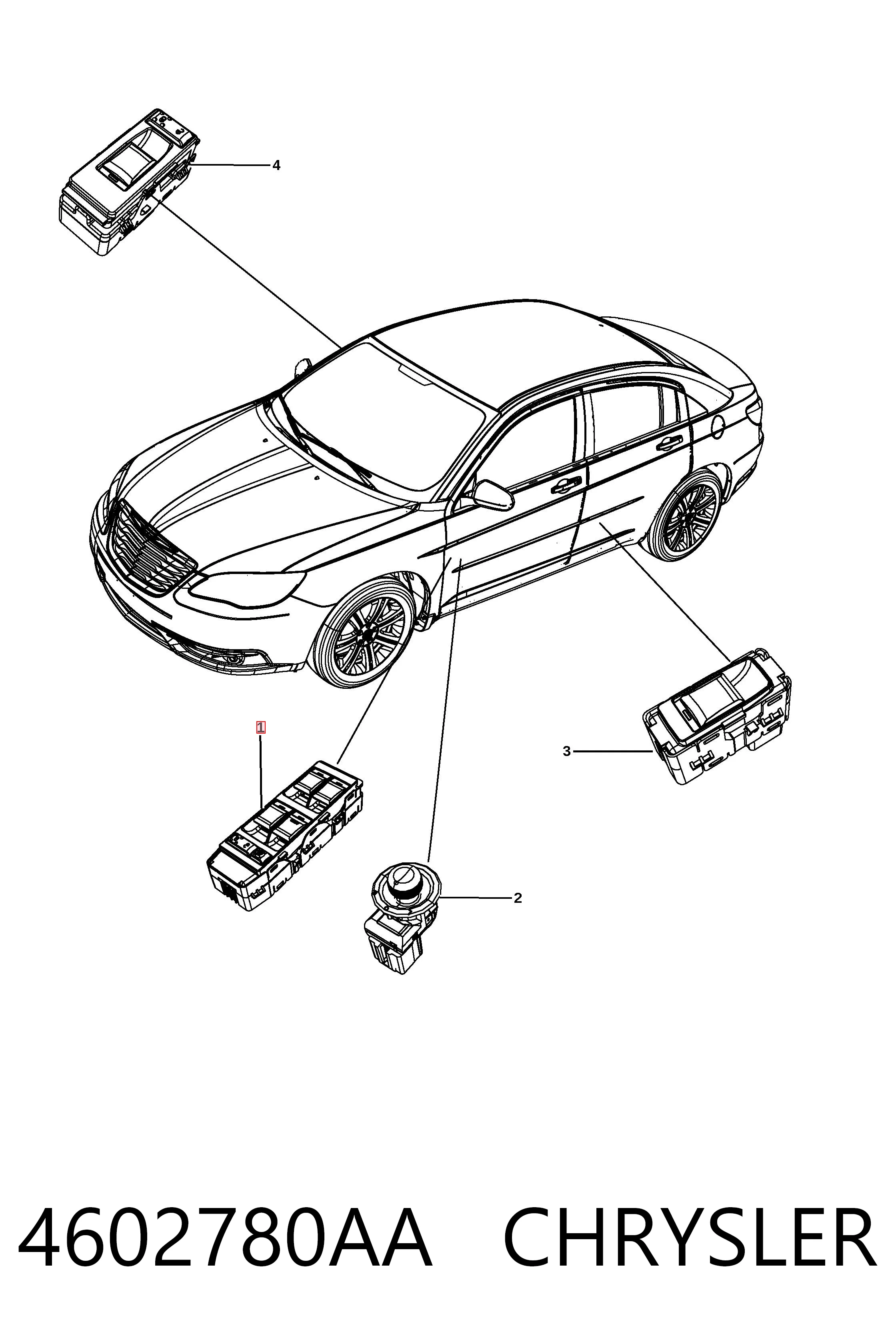 Кнопки переднего левого стеклоподъемника Fiat/Alfa/Lancia K04602780AB