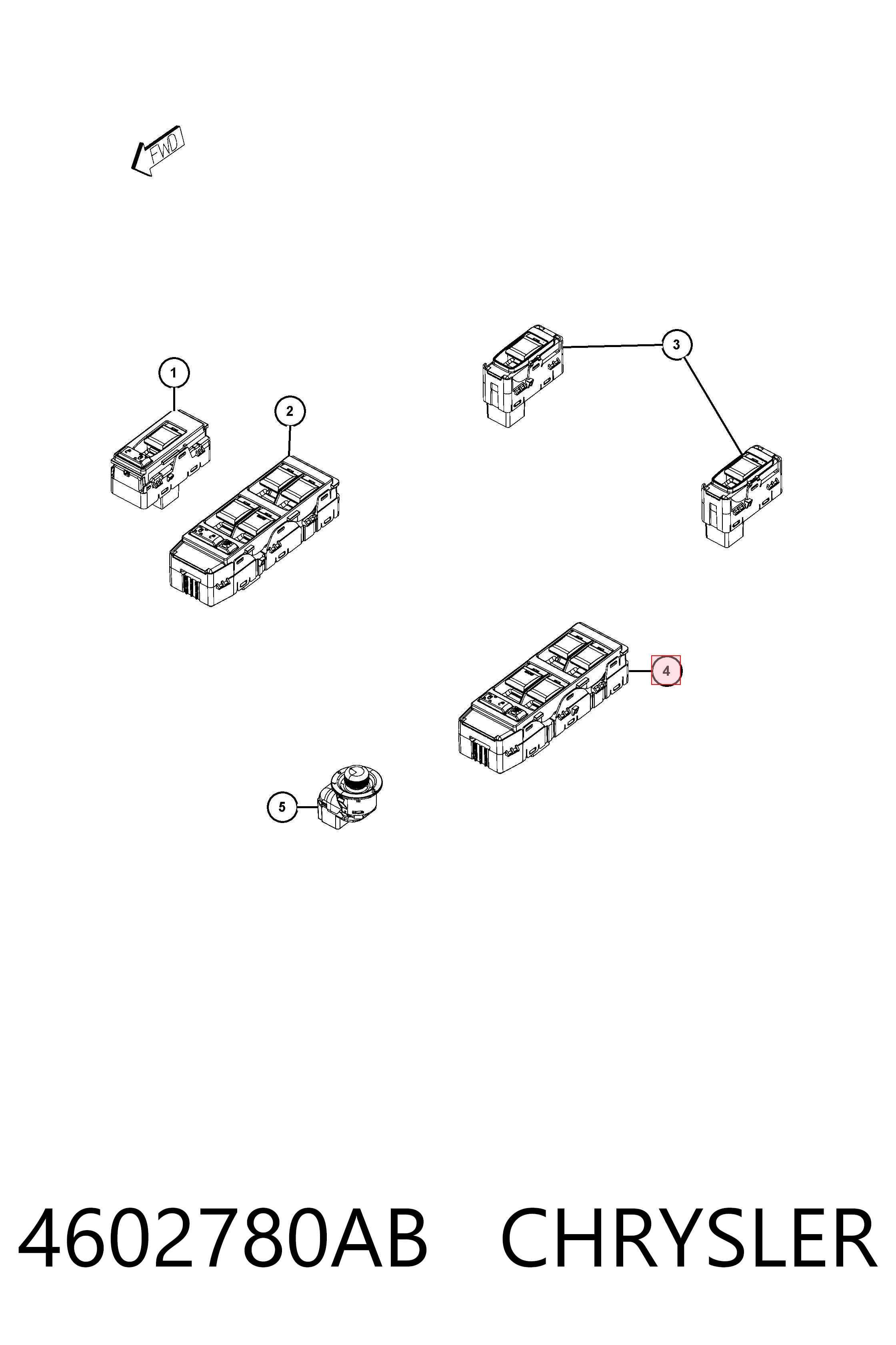 4602780AB Chrysler Кнопки переднего левого стекло подъёмника