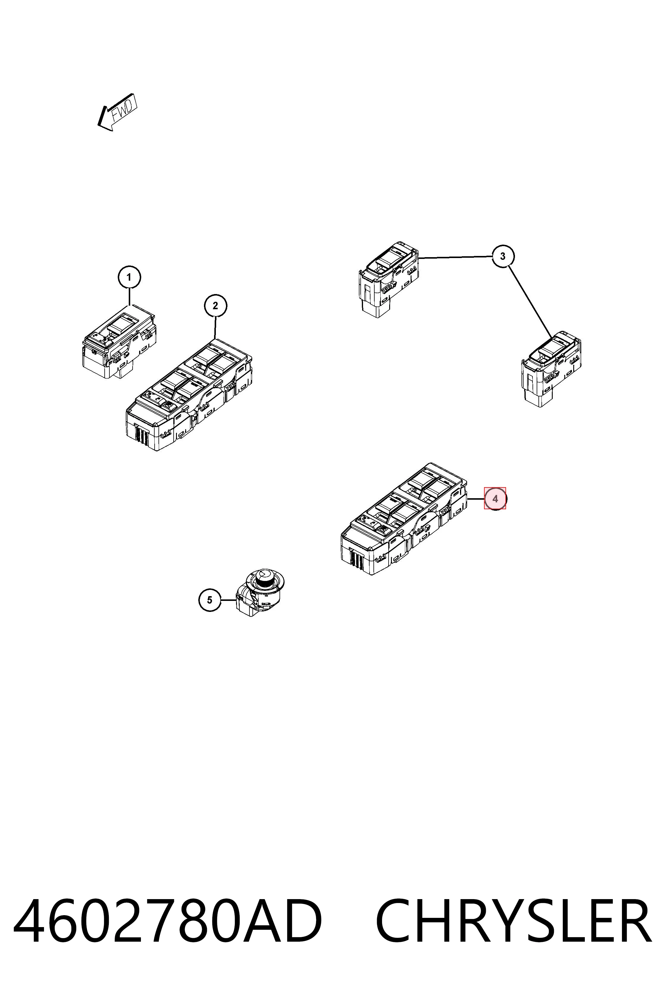 4602780AD Chrysler Кнопки переднего левого стекло подъёмника