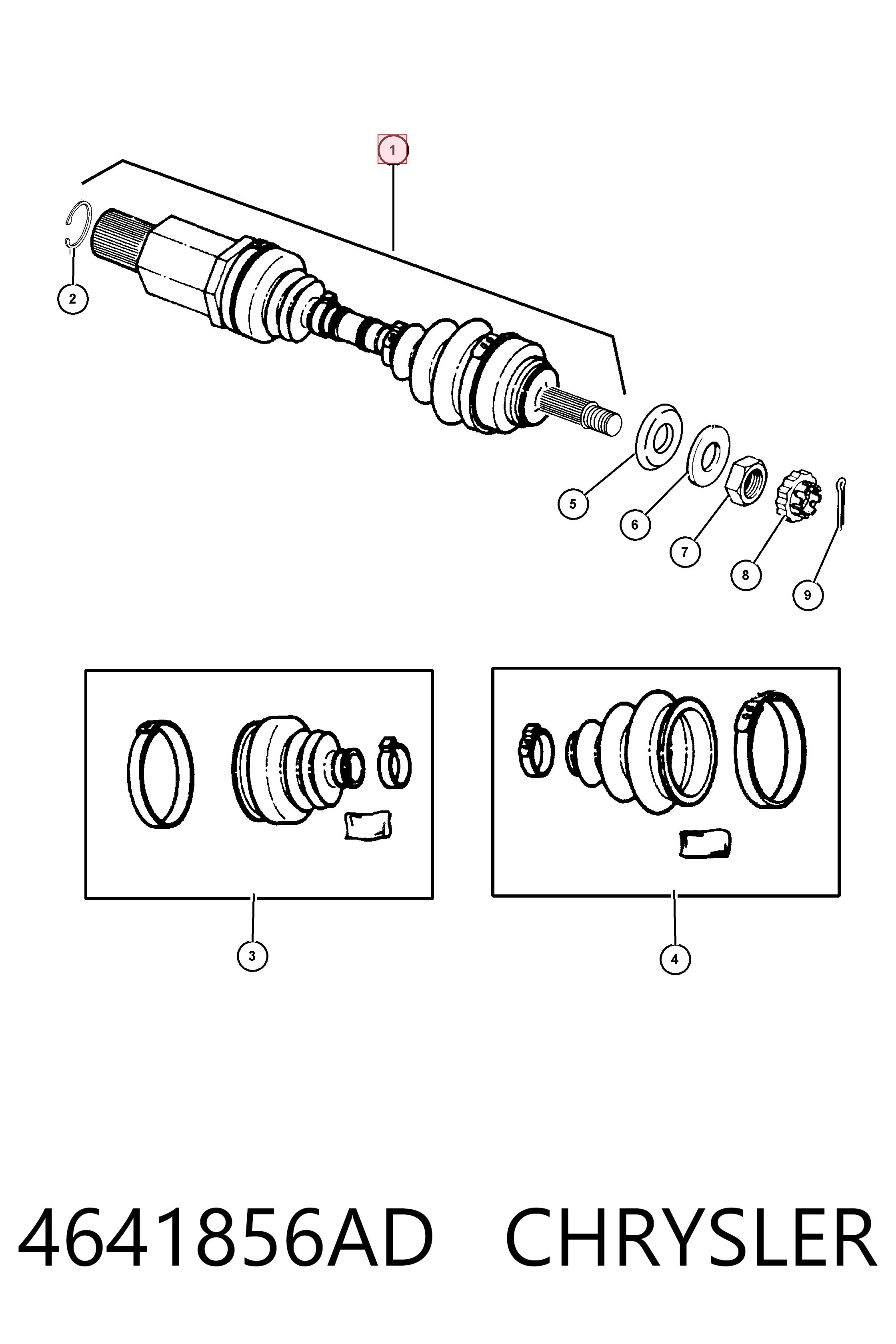 4641856AD Chrysler Полуось передняя, правая
