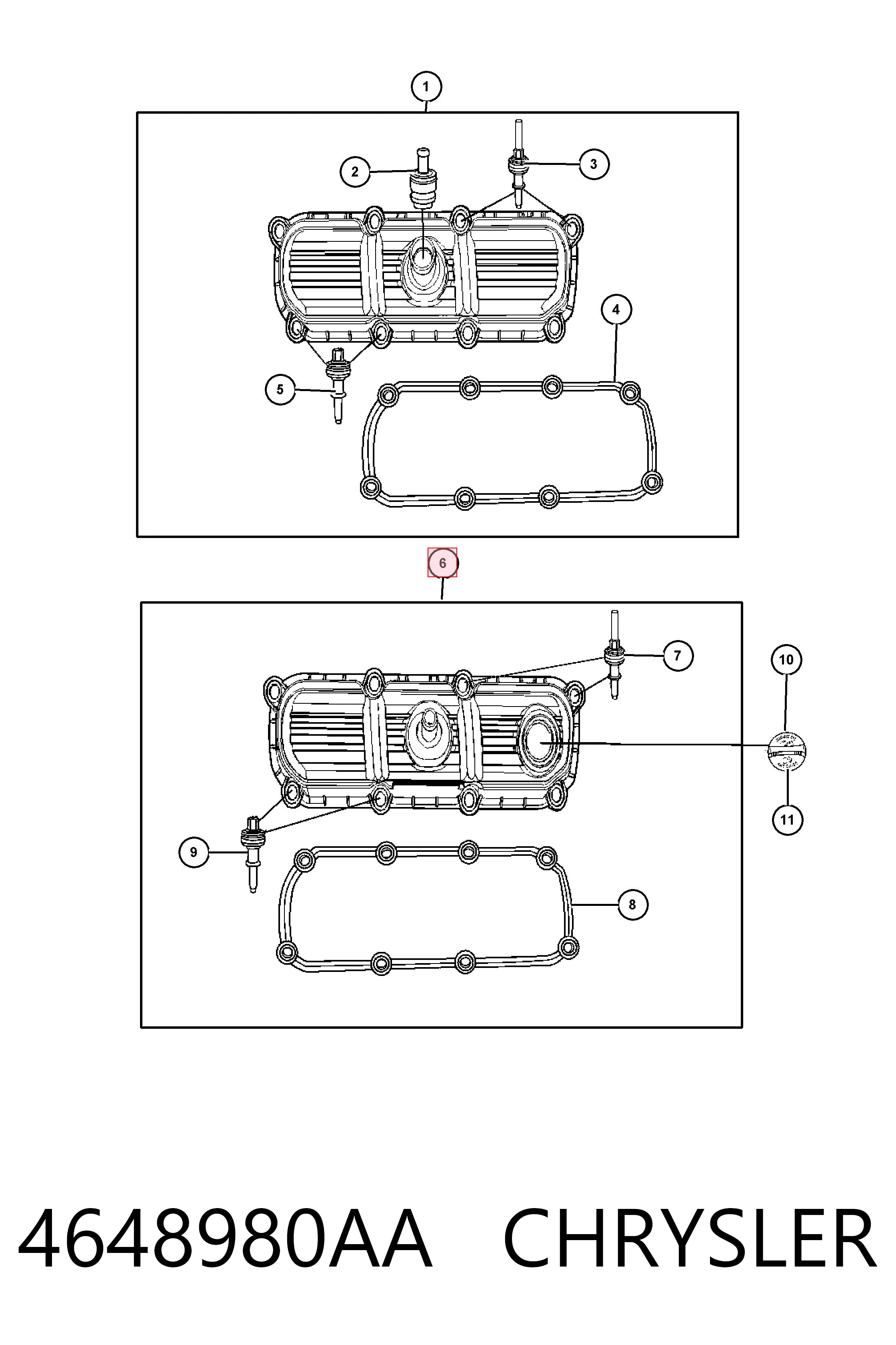 4648980AA Chrysler Крышка клапанная левая