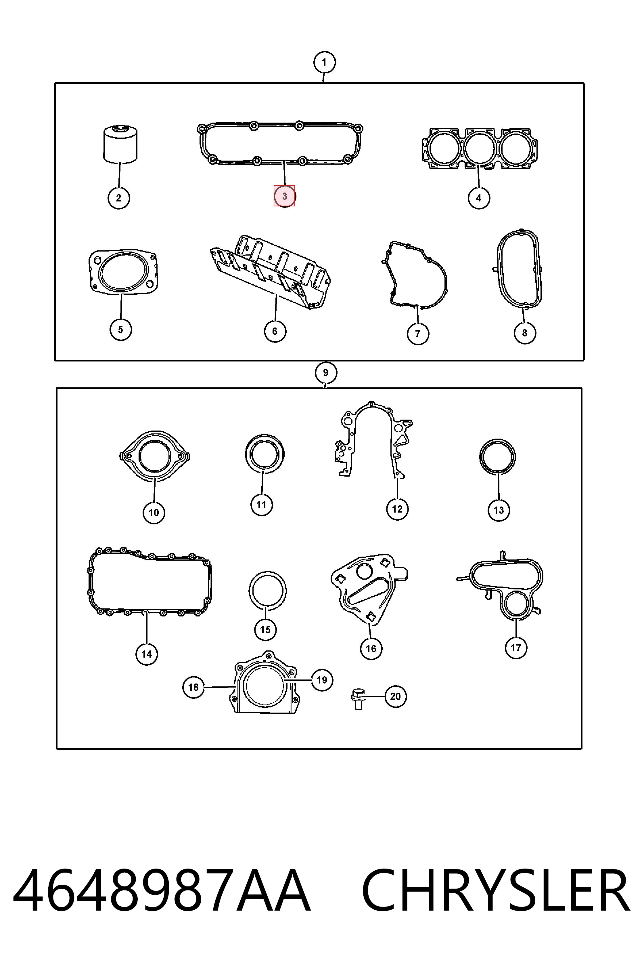 4648987AA Chrysler Прокладка крышки клапана