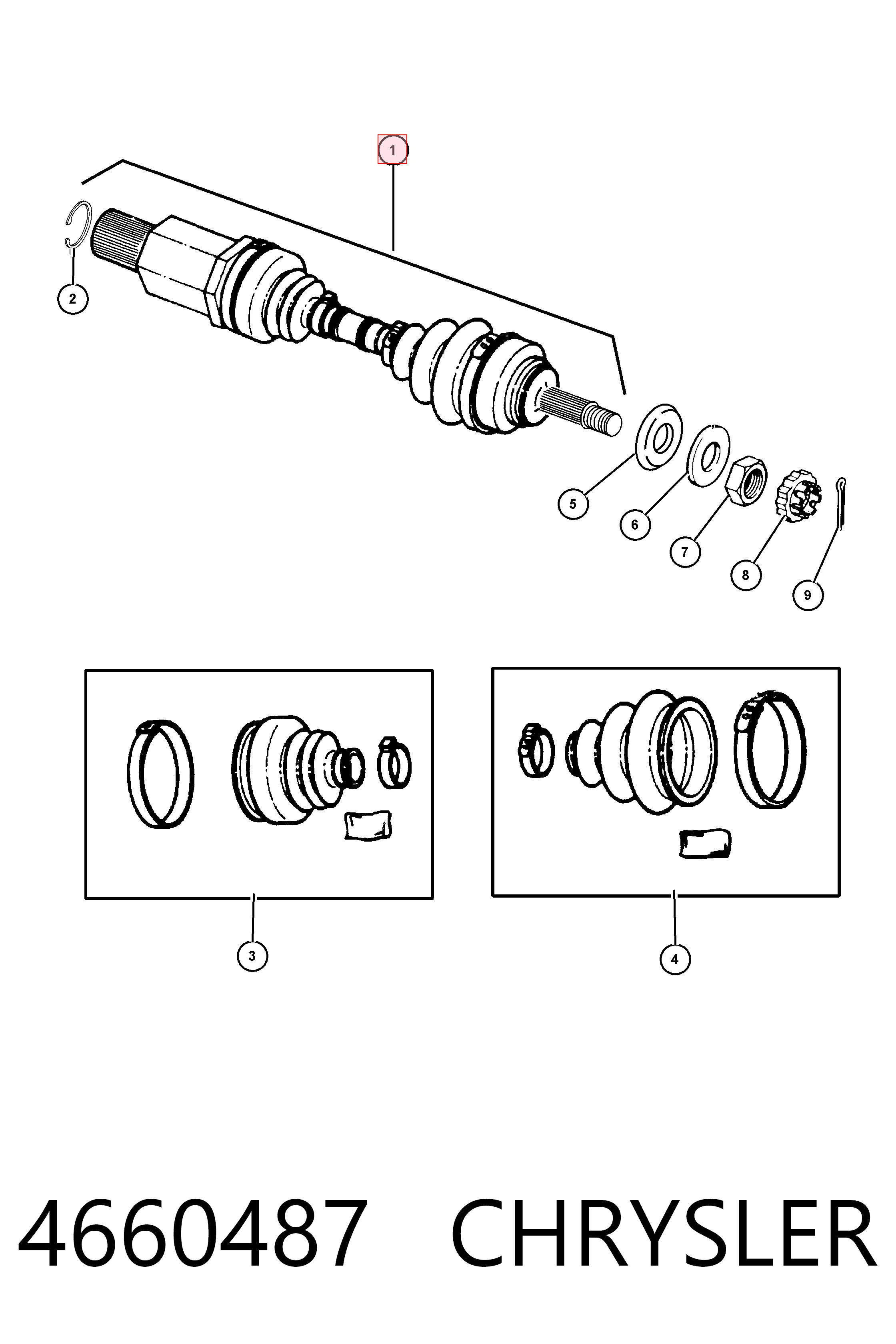 4660487 Chrysler Полуось передняя левая