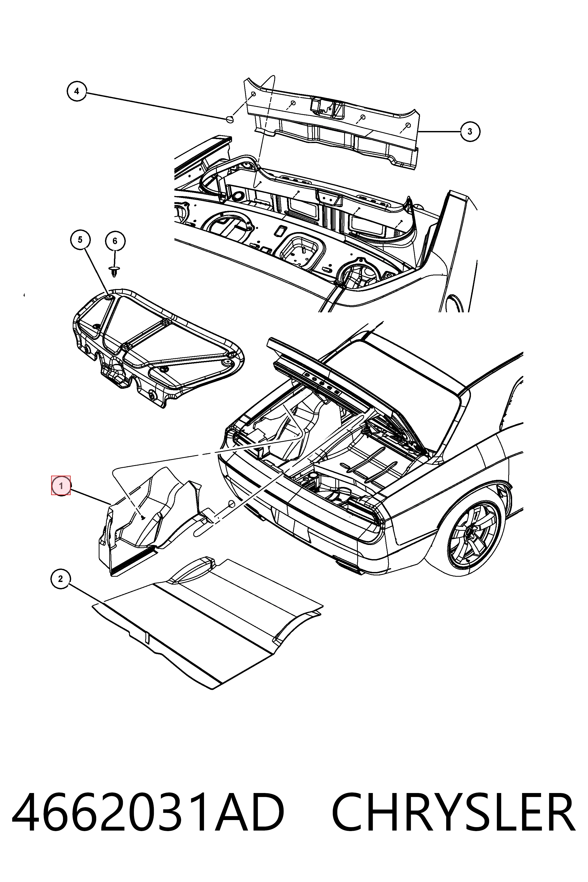 Облицовка багажного отсека левая Fiat/Alfa/Lancia K04662031AE цена, от 50.79 USD