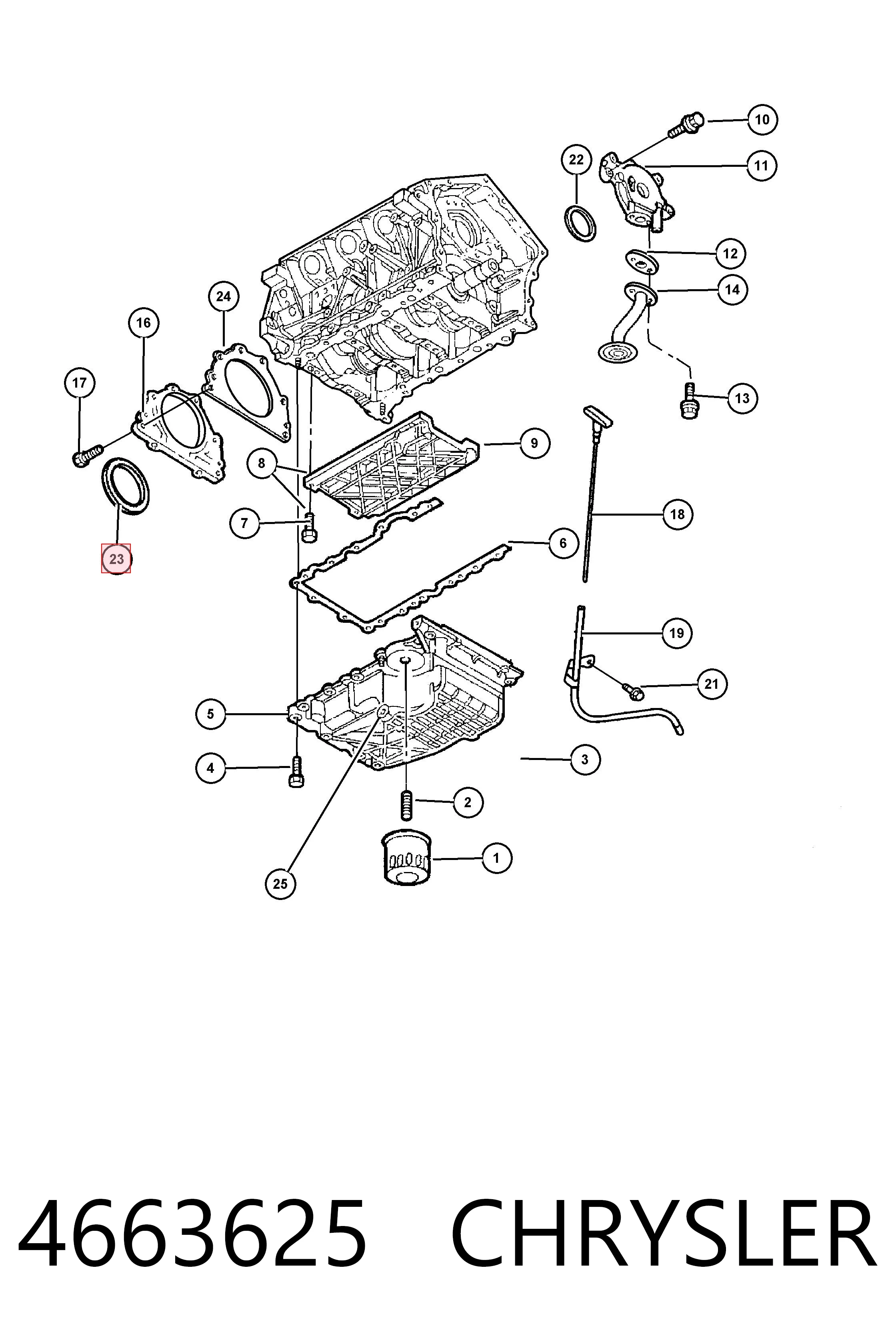 4663625 Chrysler Сальник коленвала двигателя, задний