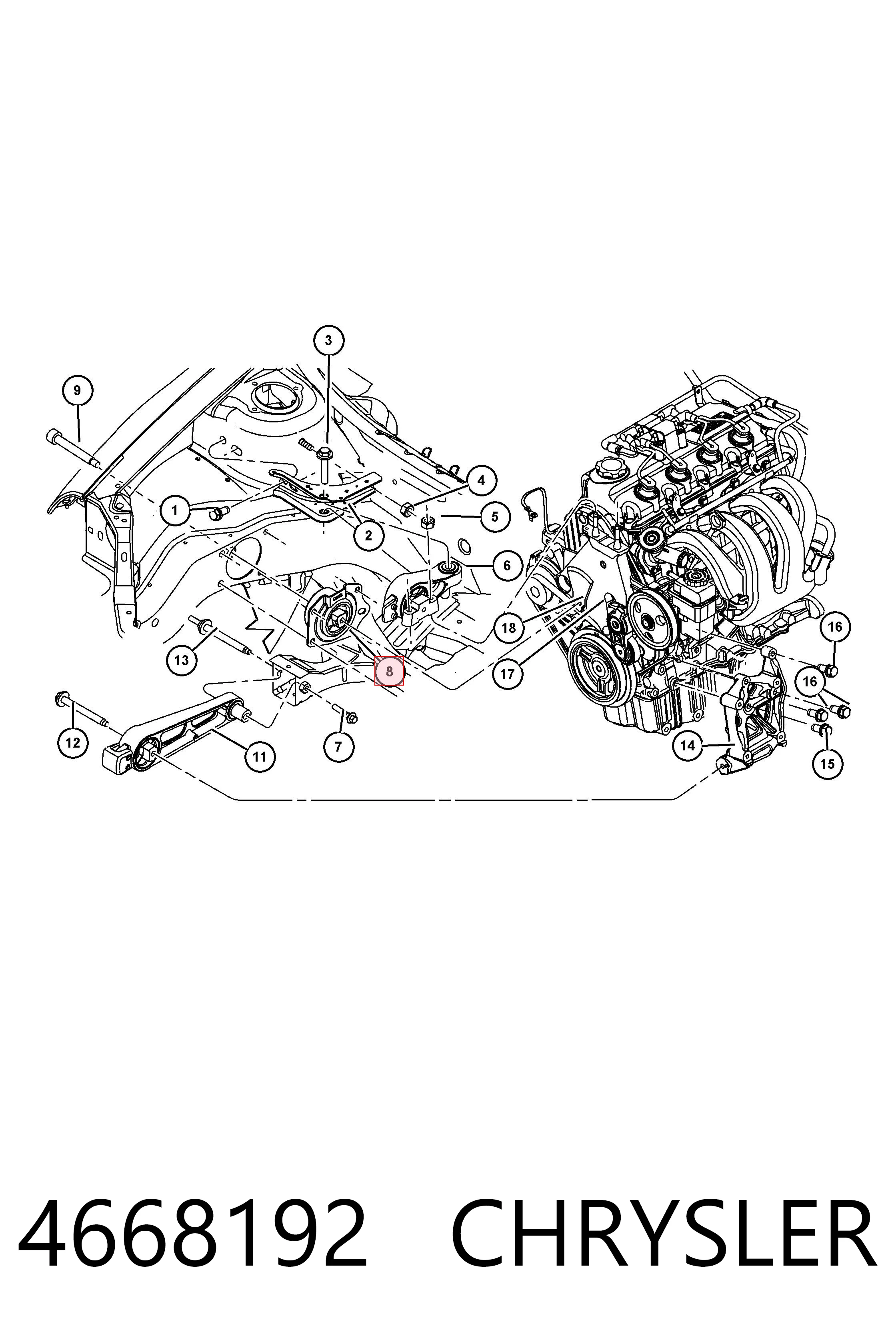 4668192 Chrysler Правая подушка двигателя