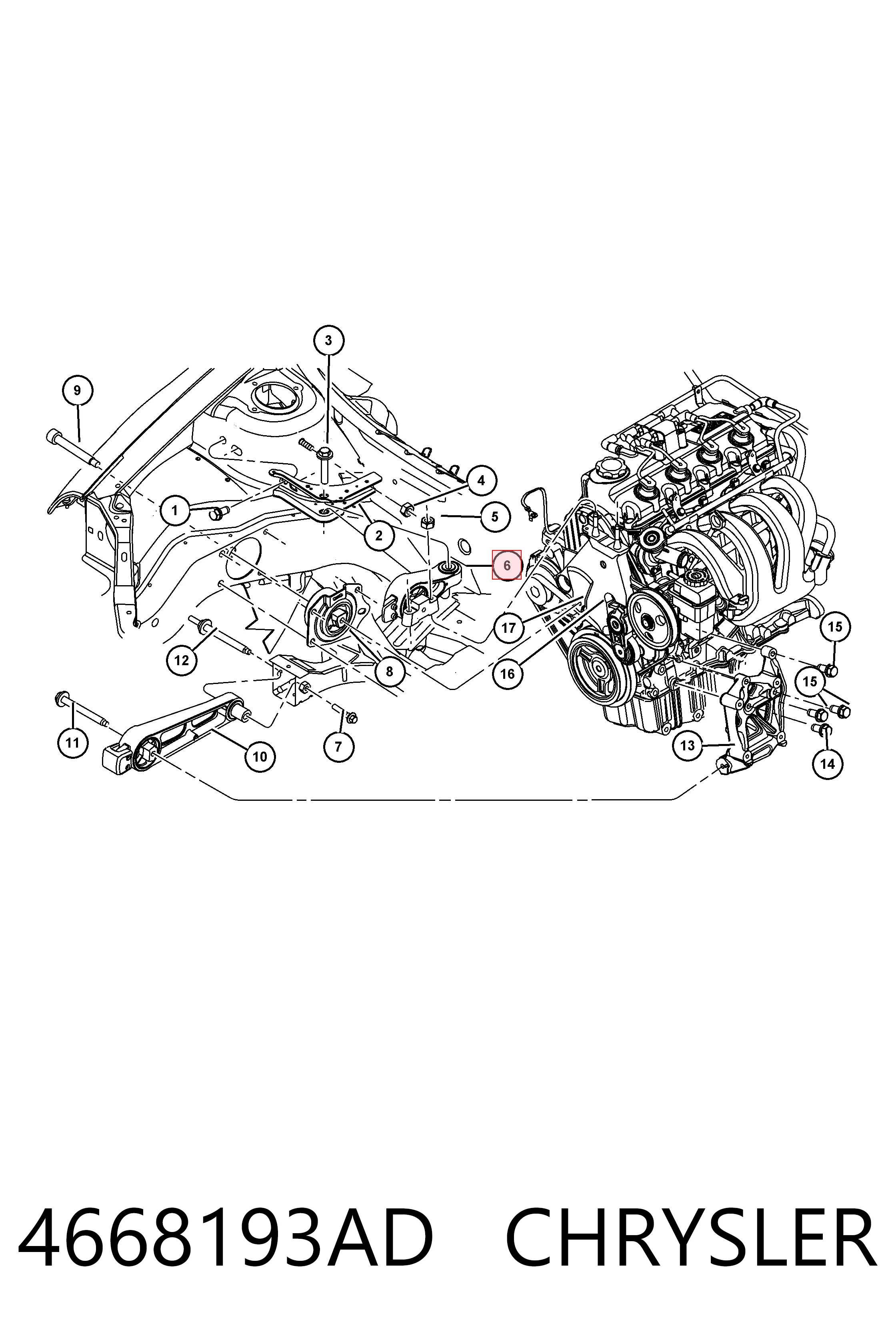 4668193AD Chrysler Опора двигателя правая верхняя
