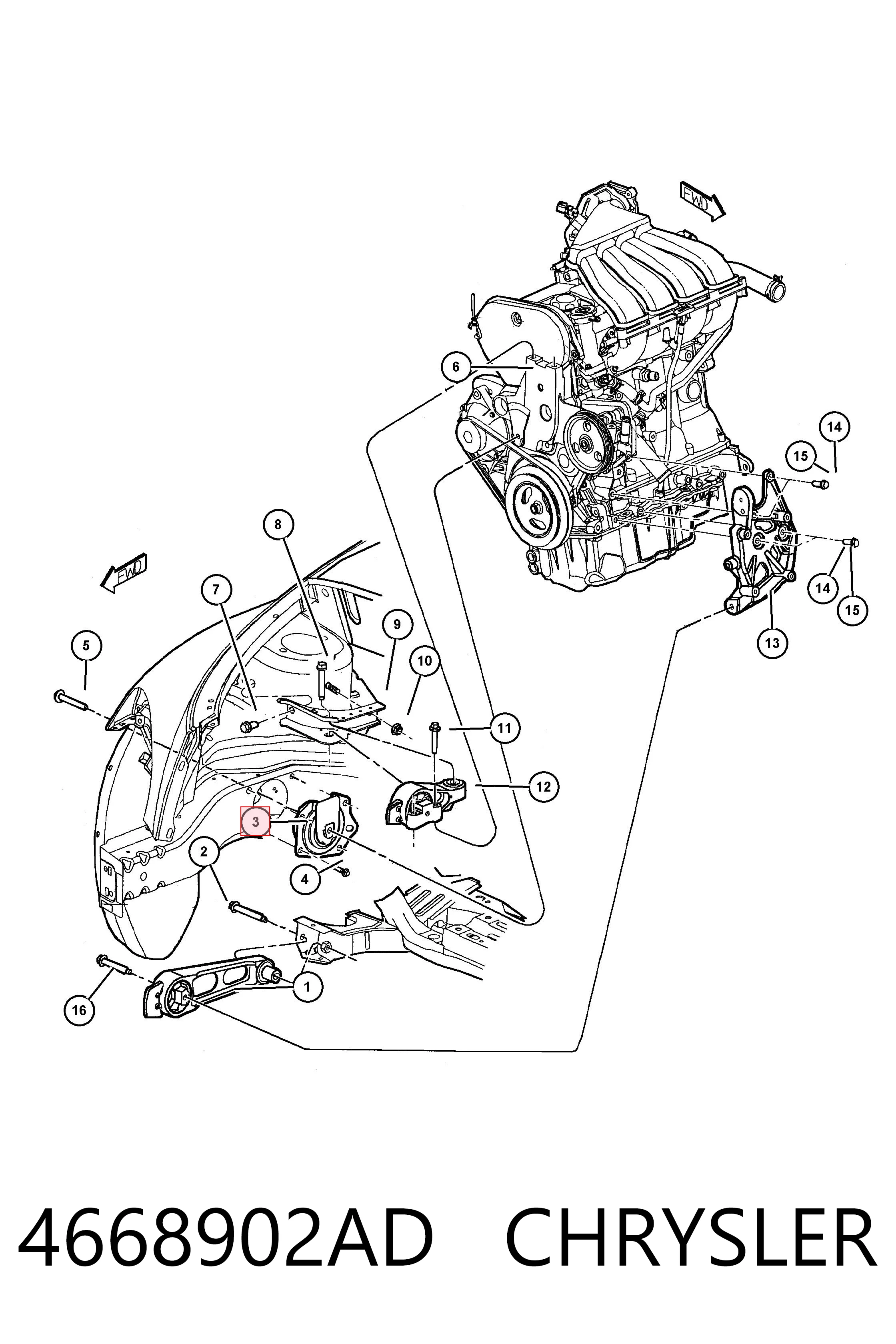 4668902AD Chrysler Задняя подушка двигателя