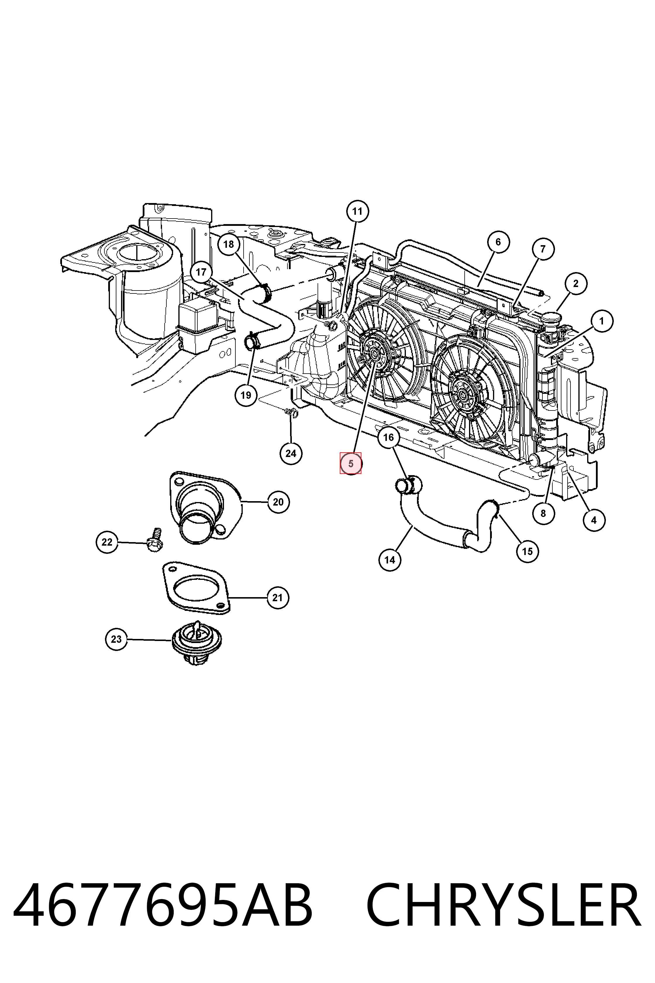 4677695AB Chrysler Вентилятор радиатора