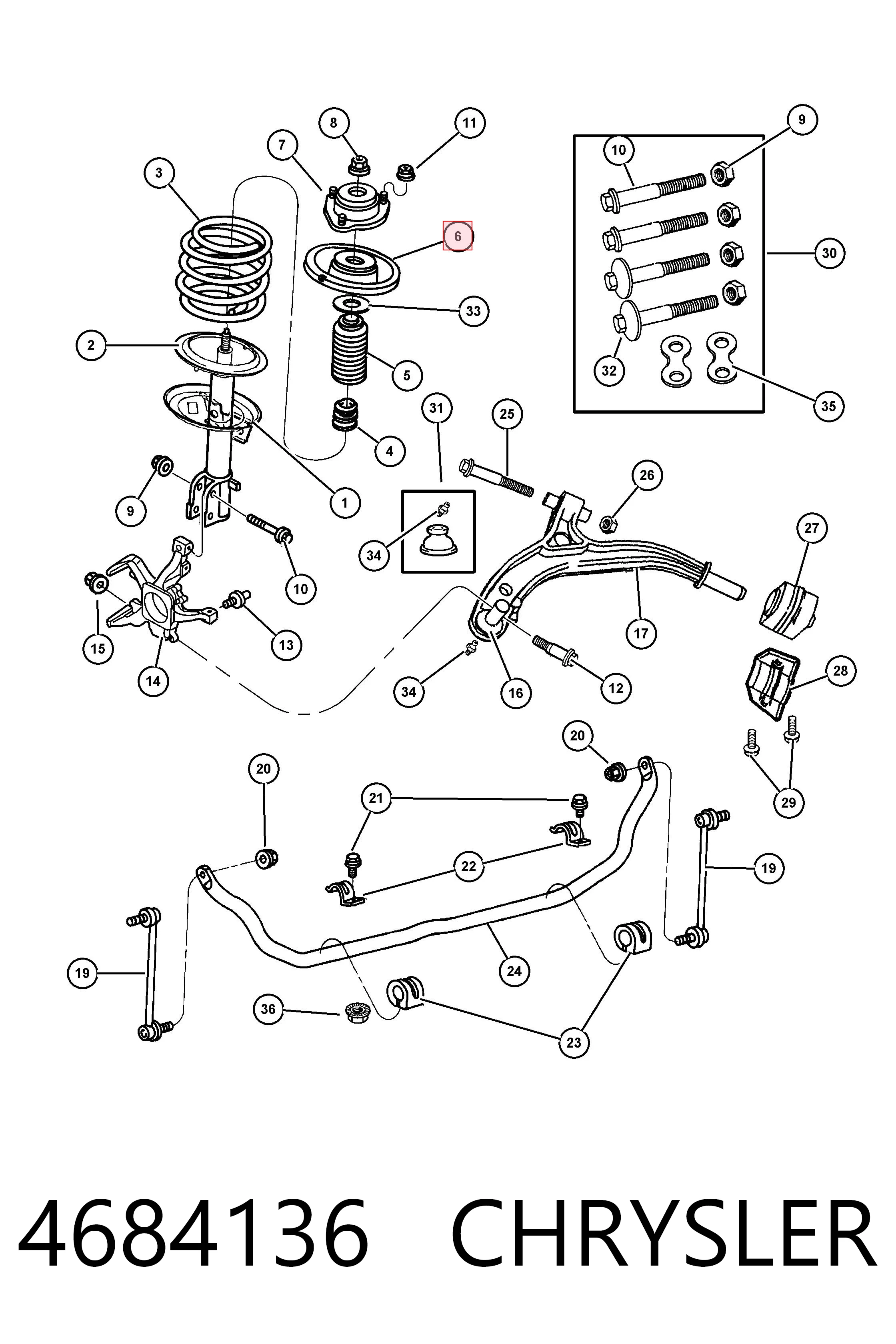 K04684136 Fiat/Alfa/Lancia Подушка амортизатора переднего