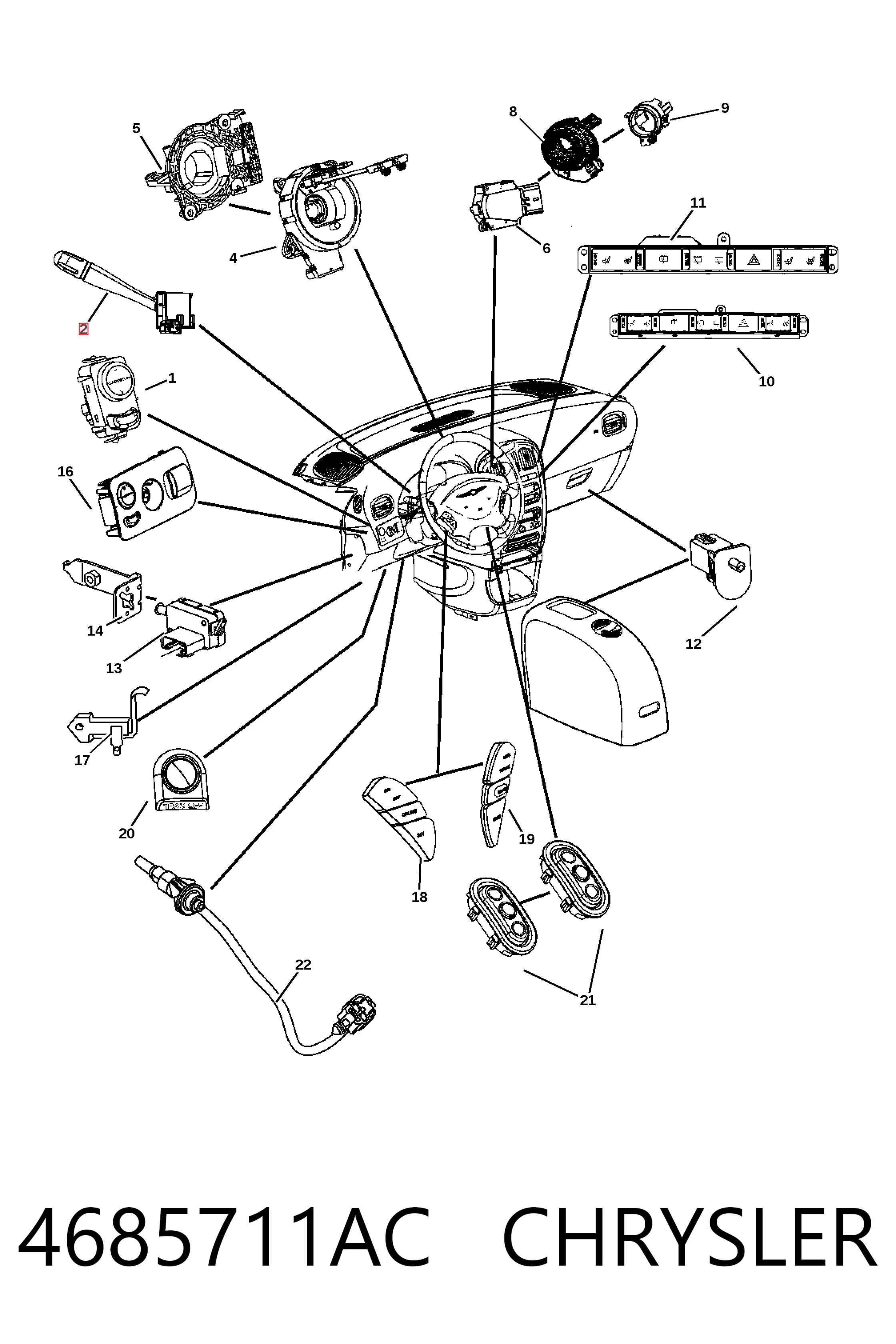 4685711AC Chrysler Переключатель подрулевой, правый
